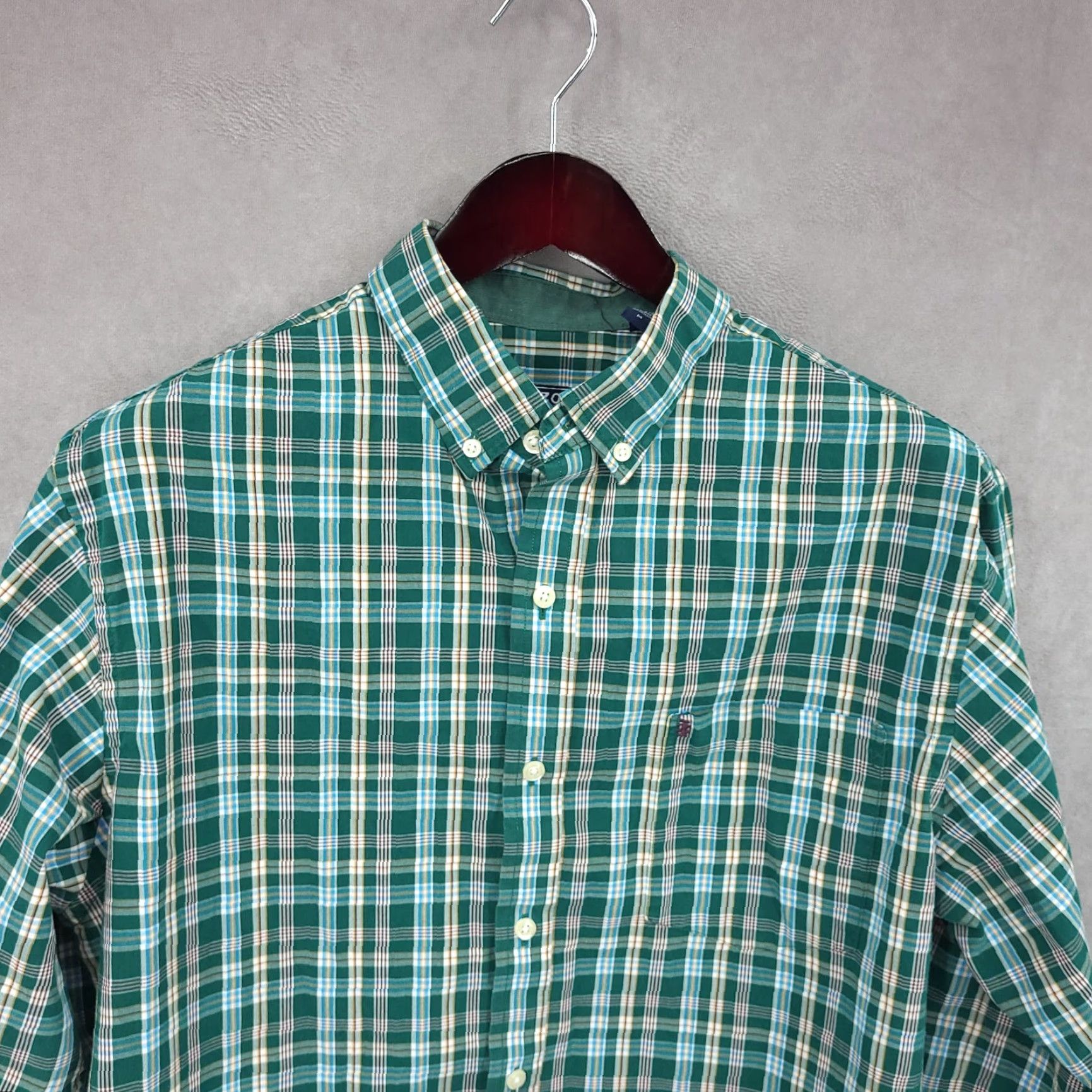 Izod Izod Shirt Mens Medium Green Plaid Premium Essentials Button Up Long Sleeve Shirt Size US M / EU 48-50 / 2 - 3 Thumbnail