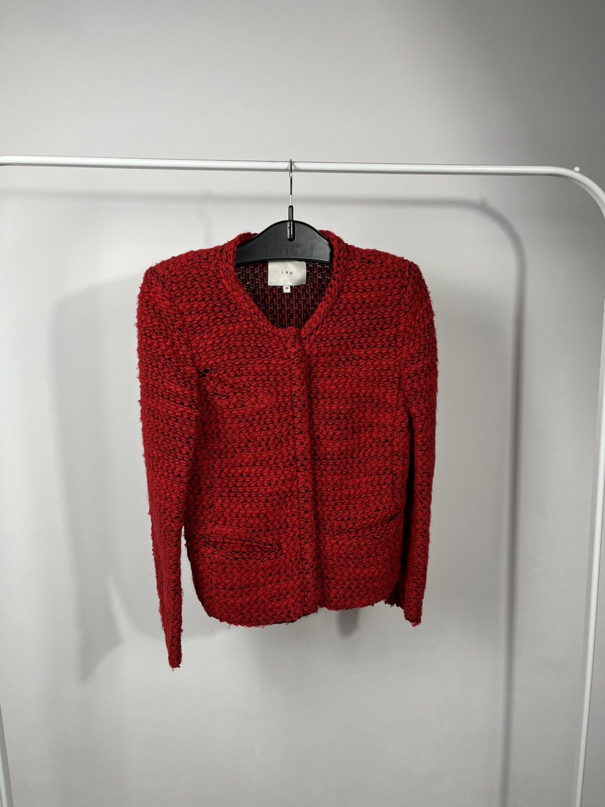 Iro IRO Red Knit Jacket Womens Size 38 Textured Wool Blend Size S / US 4 / IT 40 - 1 Thumbnail
