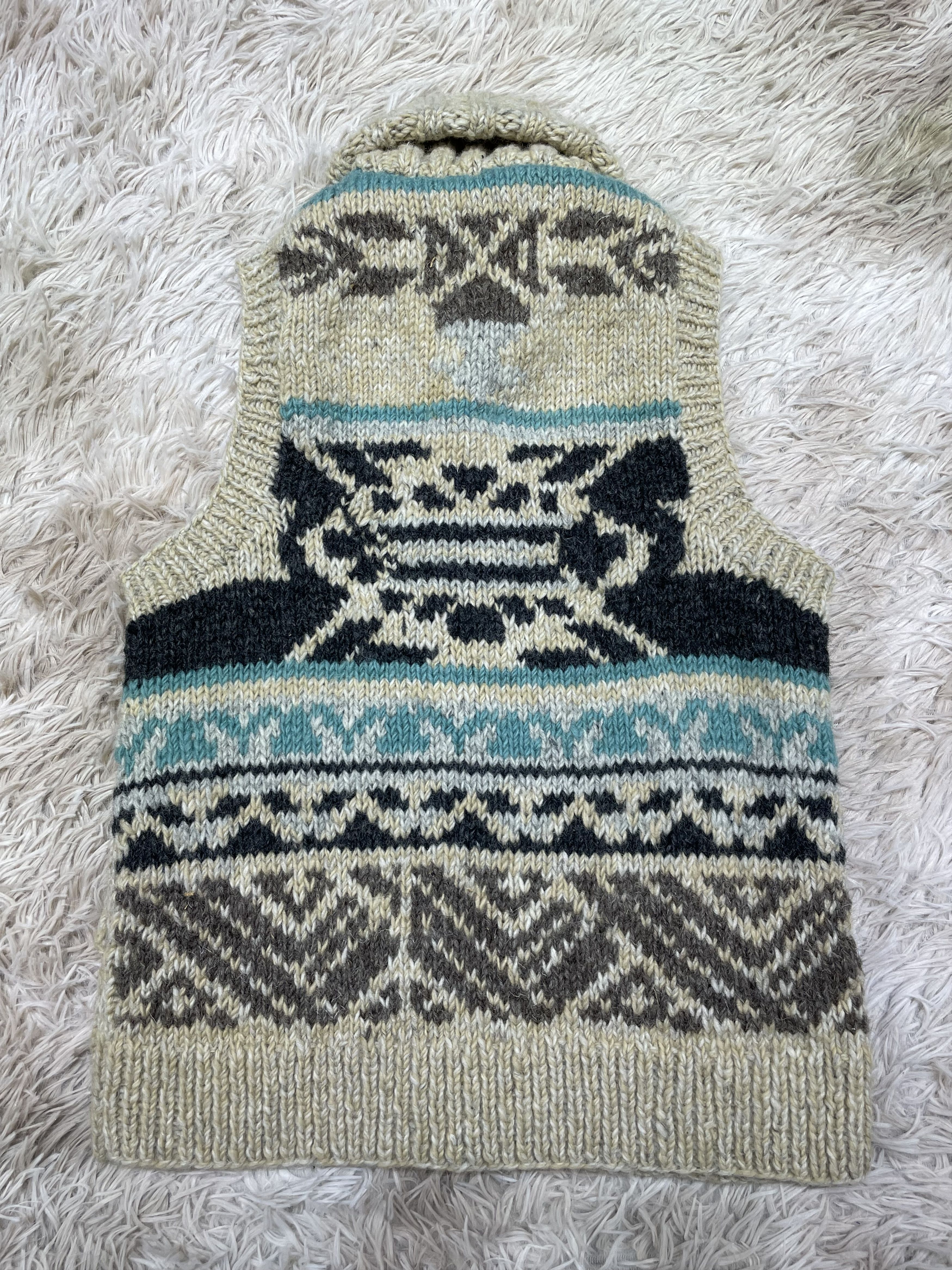 Japanese Brand Cube Sugar Cowichan Knit Wool Vest Size M / US 6-8 / IT 42-44 - 5 Thumbnail