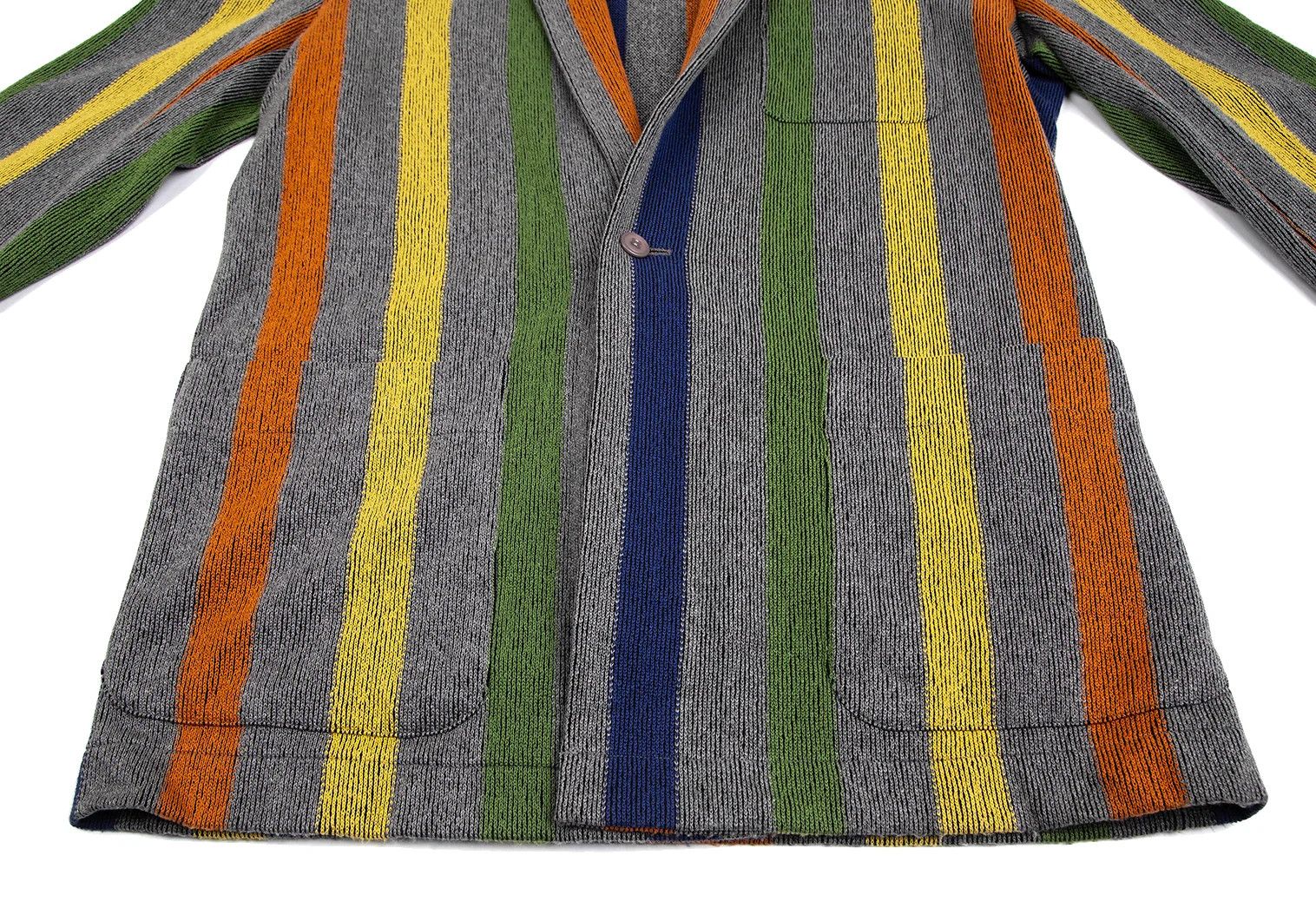 Issey Miyake Color Stripe Ribbed Shawl Collar Jacket Gray Multi M Size US M / EU 48-50 / 2 - 7 Thumbnail