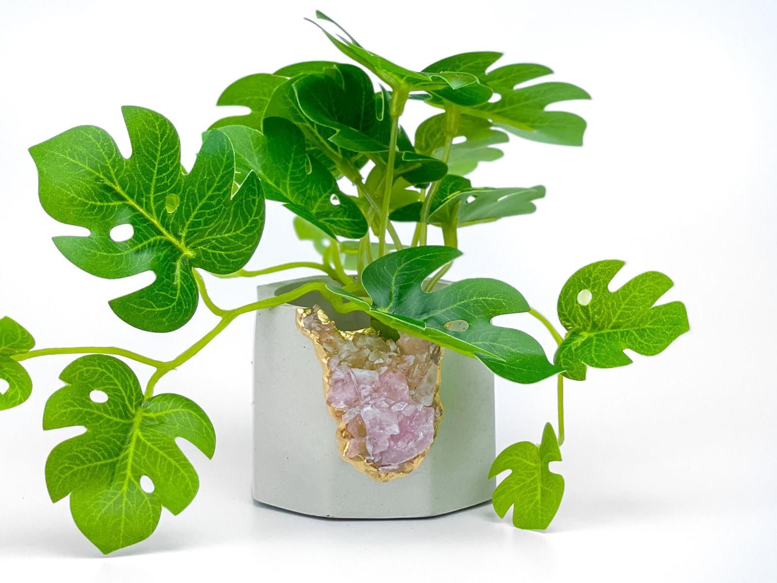 Other Rose Quartz Crystal Planter Concrete Geode Air Plant Holder Size ONE SIZE - 5 Thumbnail