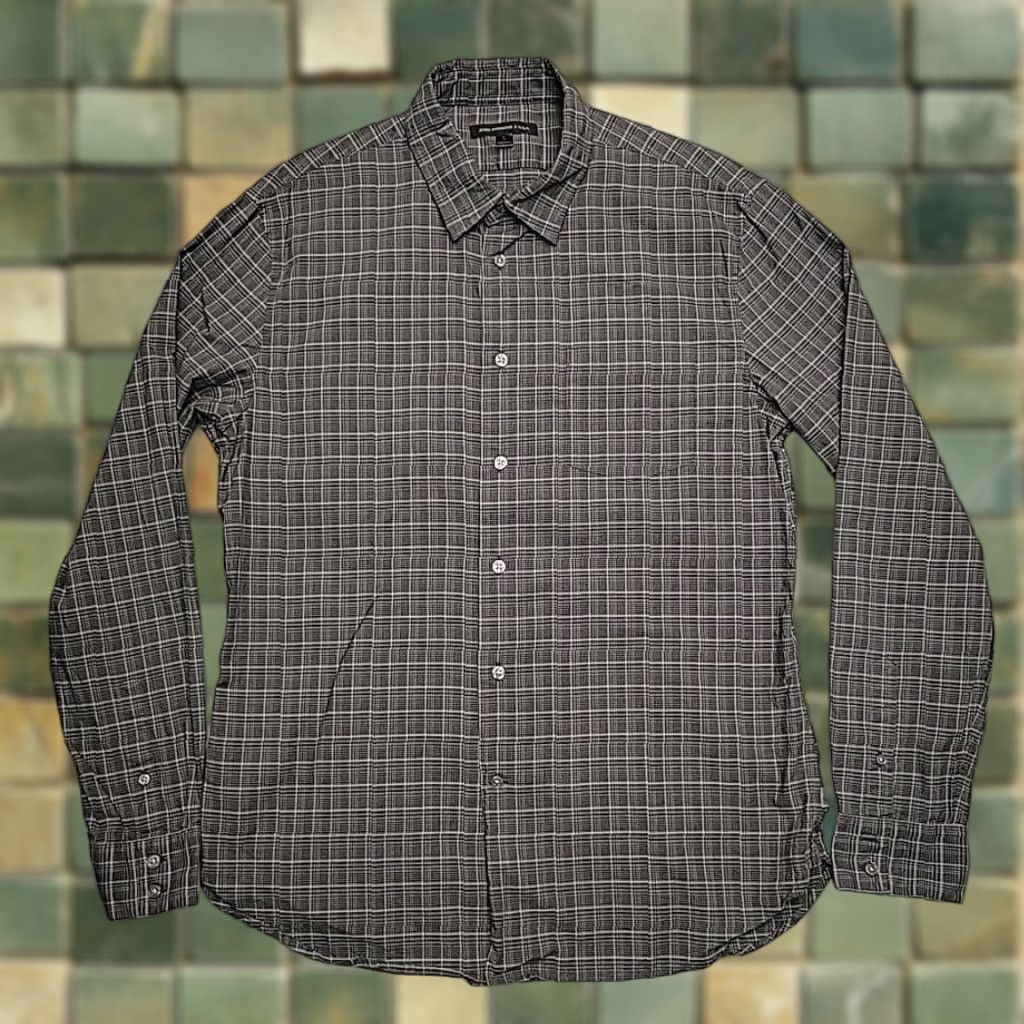 John Varvatos VINTAGE John Varvatos Shirt Mens L Gray Plaid Woven Button Up Casual Long Sleeve Cotton Size US L / EU 52-54 / 3 - 1 Thumbnail