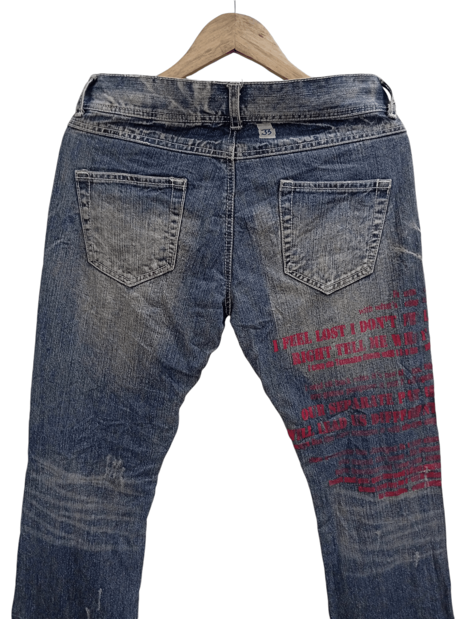In The Attic × Vintage 🔥🔥In The Attic Patchwork Poem Statement Distressed Jeans Size US 31 - 21 Thumbnail