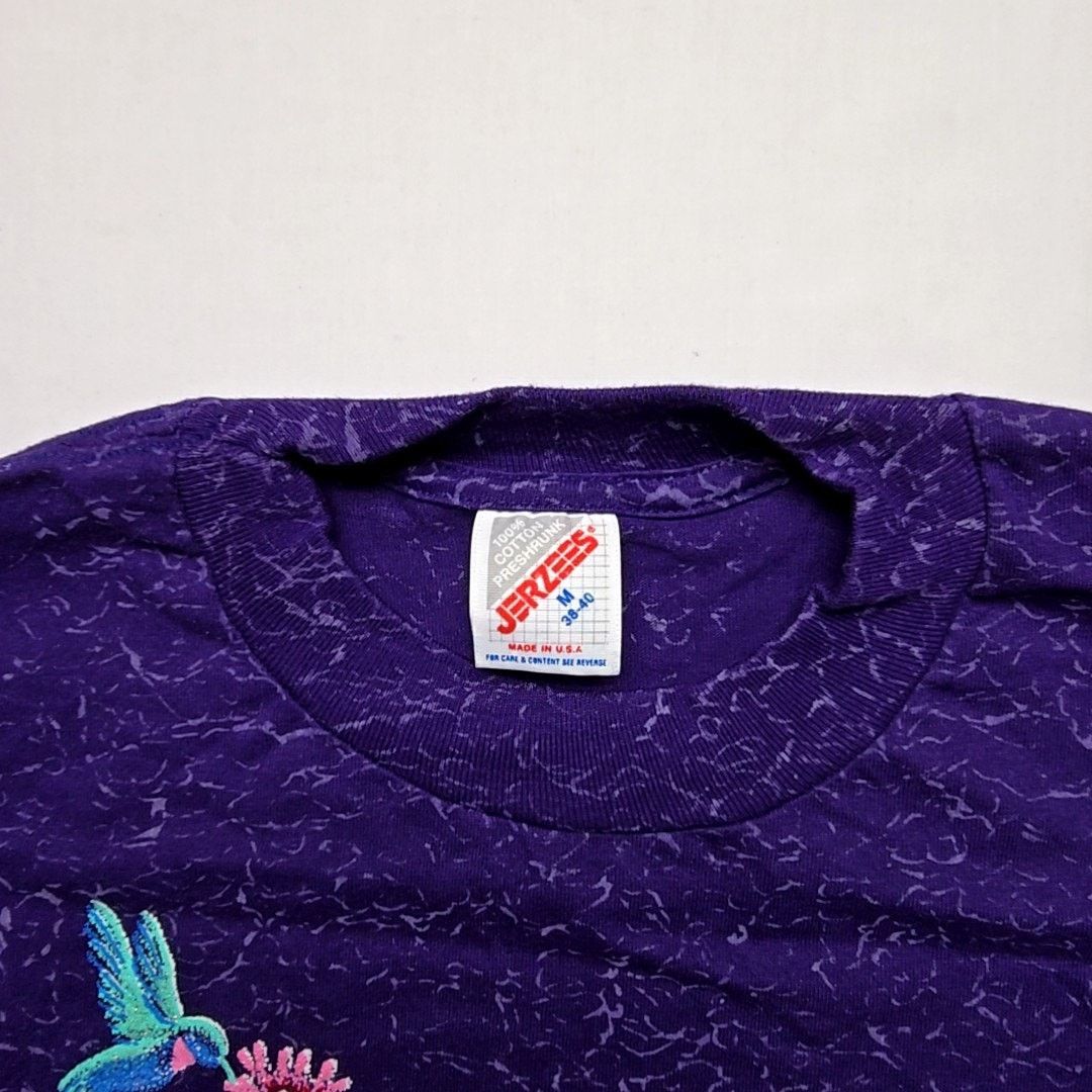 Jerzees Vintage Montana Floral Shirt Purple Flower Nature M AOP Tee Size M / US 6-8 / IT 42-44 - 4 Thumbnail
