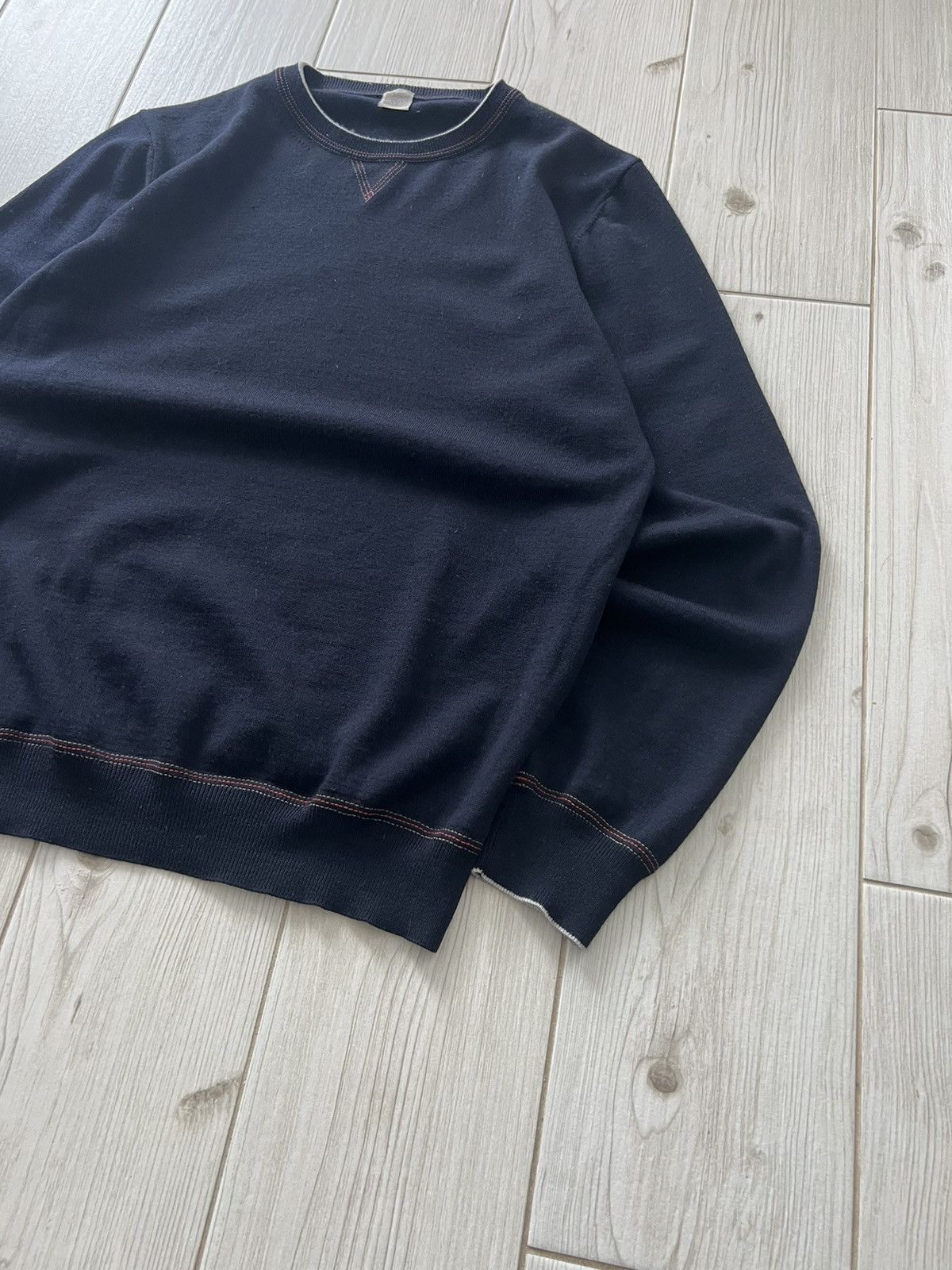 Eleventy Eleventy Decorative Stitching Sweater Blue Wool Medium Size US M / EU 48-50 / 2 - 12 Thumbnail