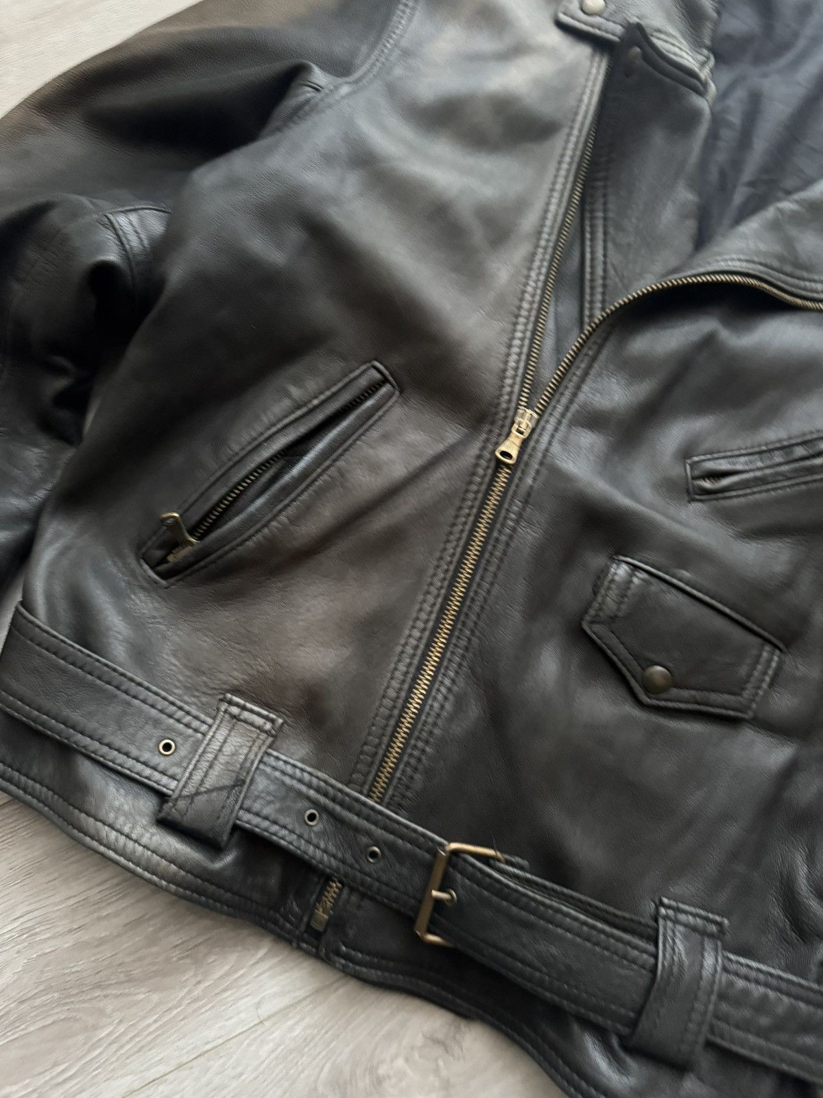 Japanese Brand Vintage Japan Black Sunfaded Biker Perfecto Leather Jacket Size US M / EU 48-50 / 2 - 5 Thumbnail