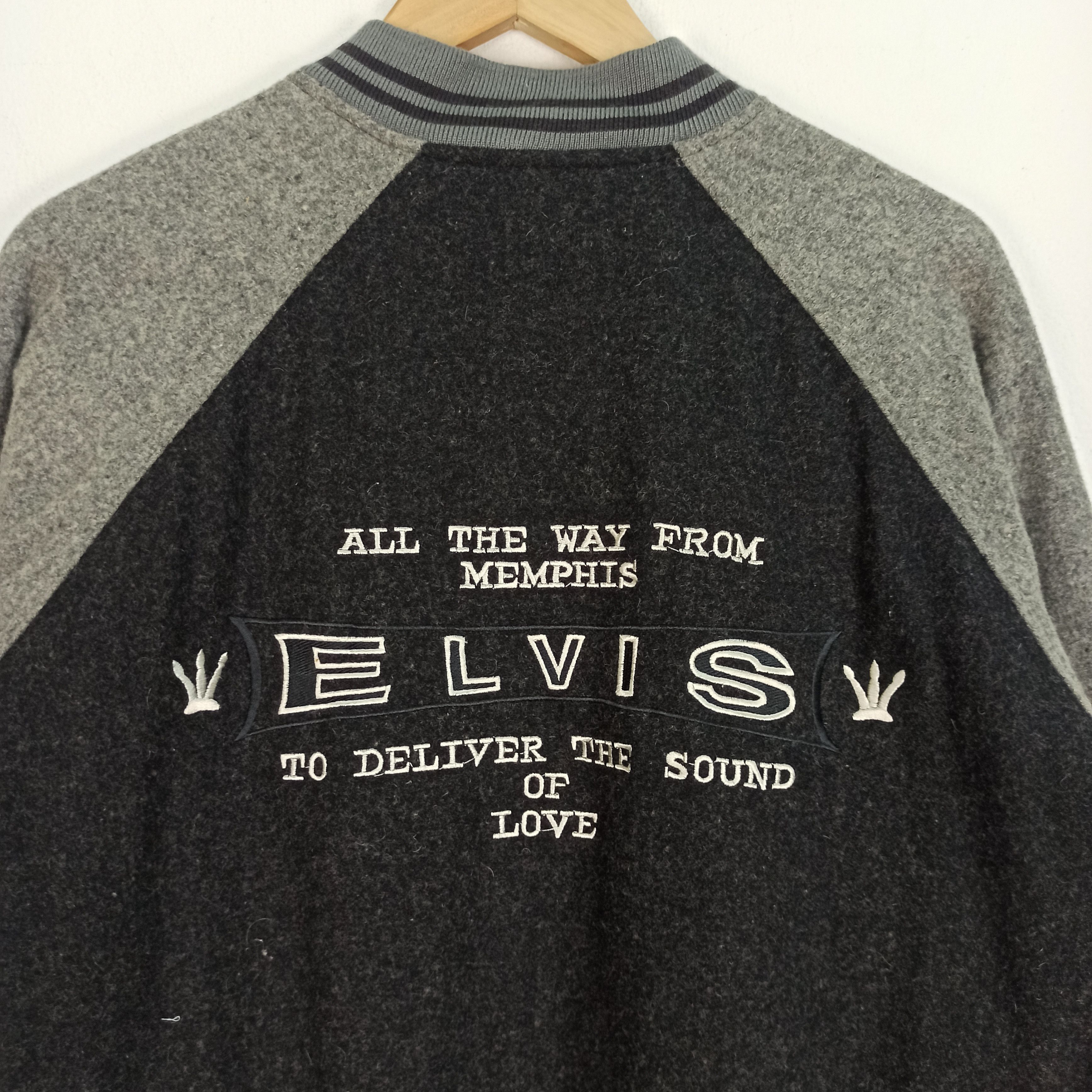 Other Vintage 90s Elvis Presley Wool Varsity Jacket Size US L / EU 52-54 / 3 - 3 Thumbnail