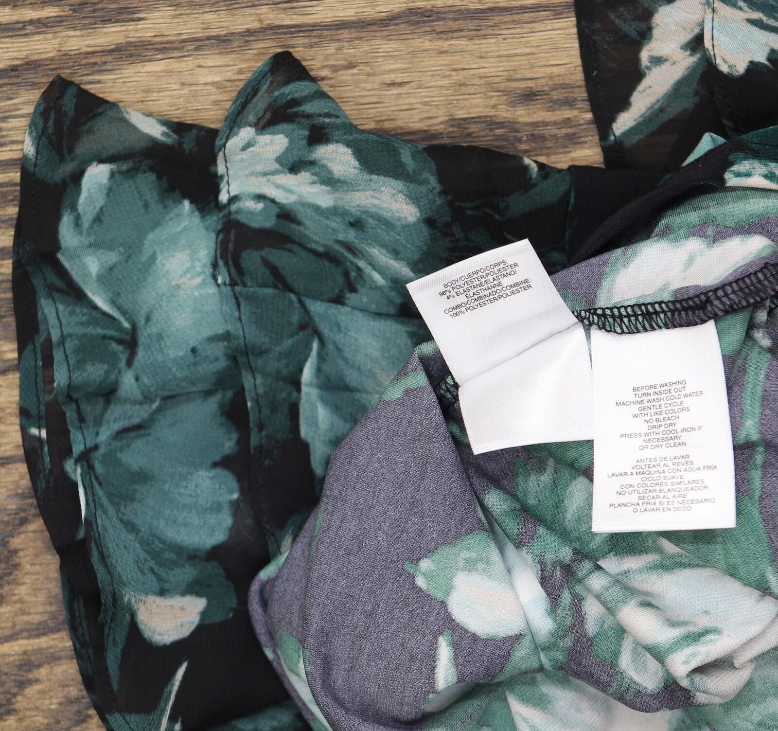 Other Nwt Kasper Bell-sleeve Blouse Top Evergreen Green Multi M Size M / US 6-8 / IT 42-44 - 5 Thumbnail