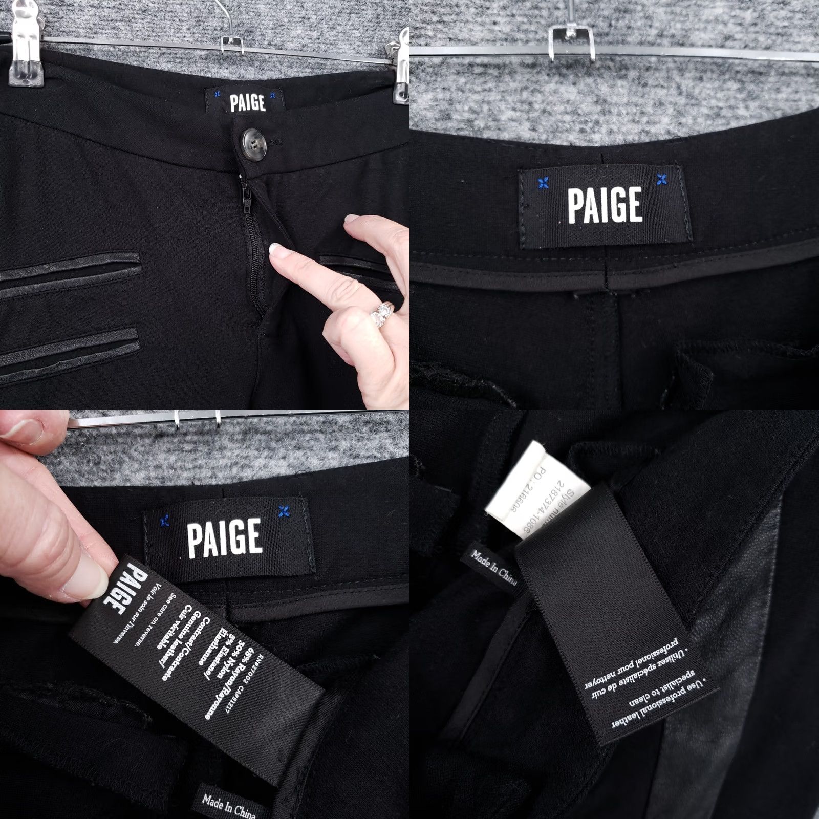 Paige Paige Pants Womens Black Mid Rise Ponte Stretch Ankle Leather Trim 28 Size 28" / US 6 / IT 42 - 8 Thumbnail