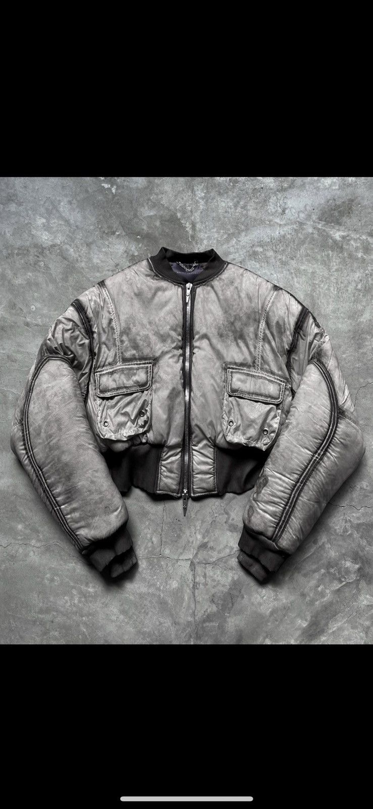 image of Avant Garde x Italian Designers Shine Luxury Studios Bomber Jacket in Grey, Men's (Size Medium)