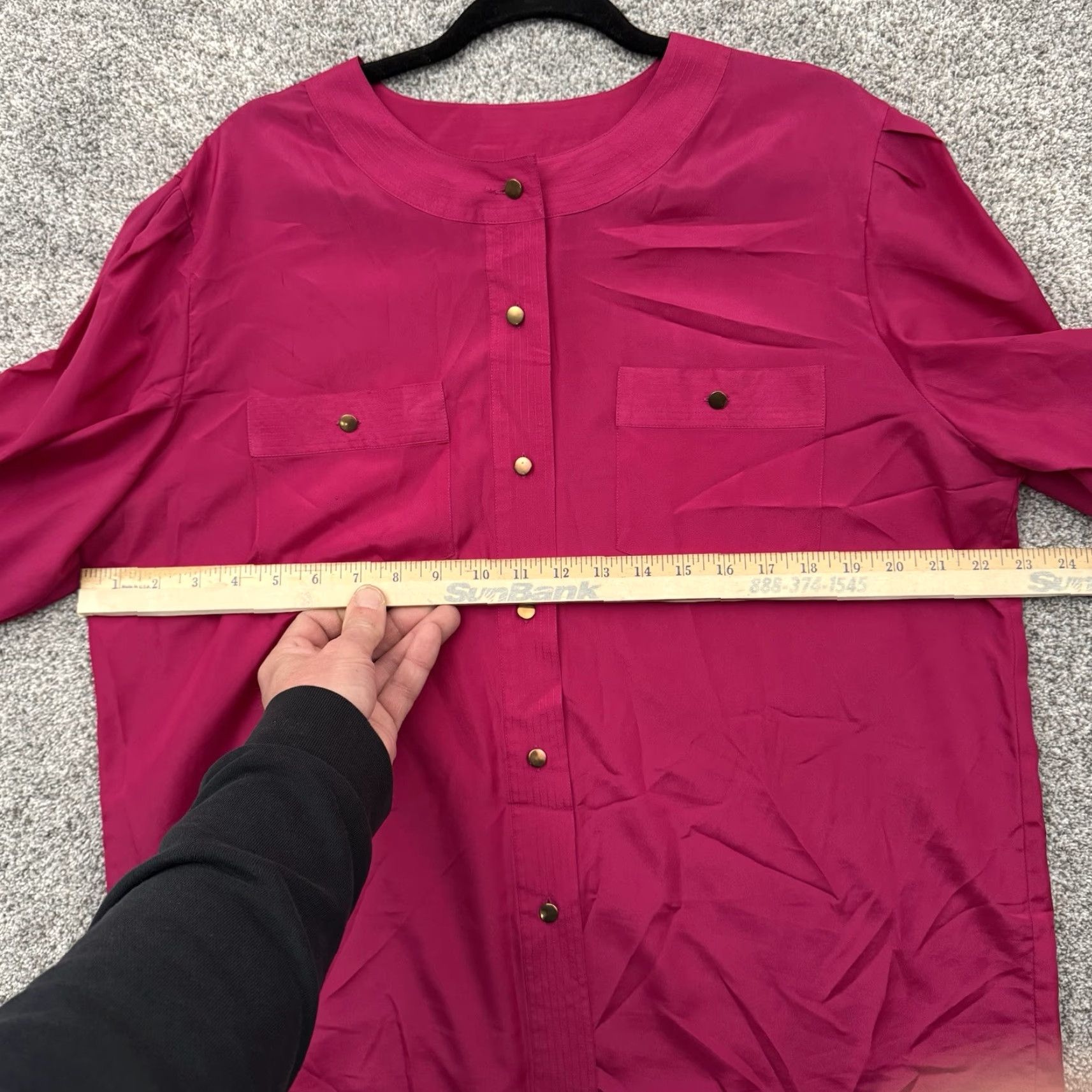 Vintage VINTAGE Sheridan Square Top Womens Size 18 Button-Up Office Feminine 90s Y2K Purple Solid Polyester Long Sleeve Collared Plus Size Womens Size XXL / US 16-18 / IT 52-54 - 4 Thumbnail