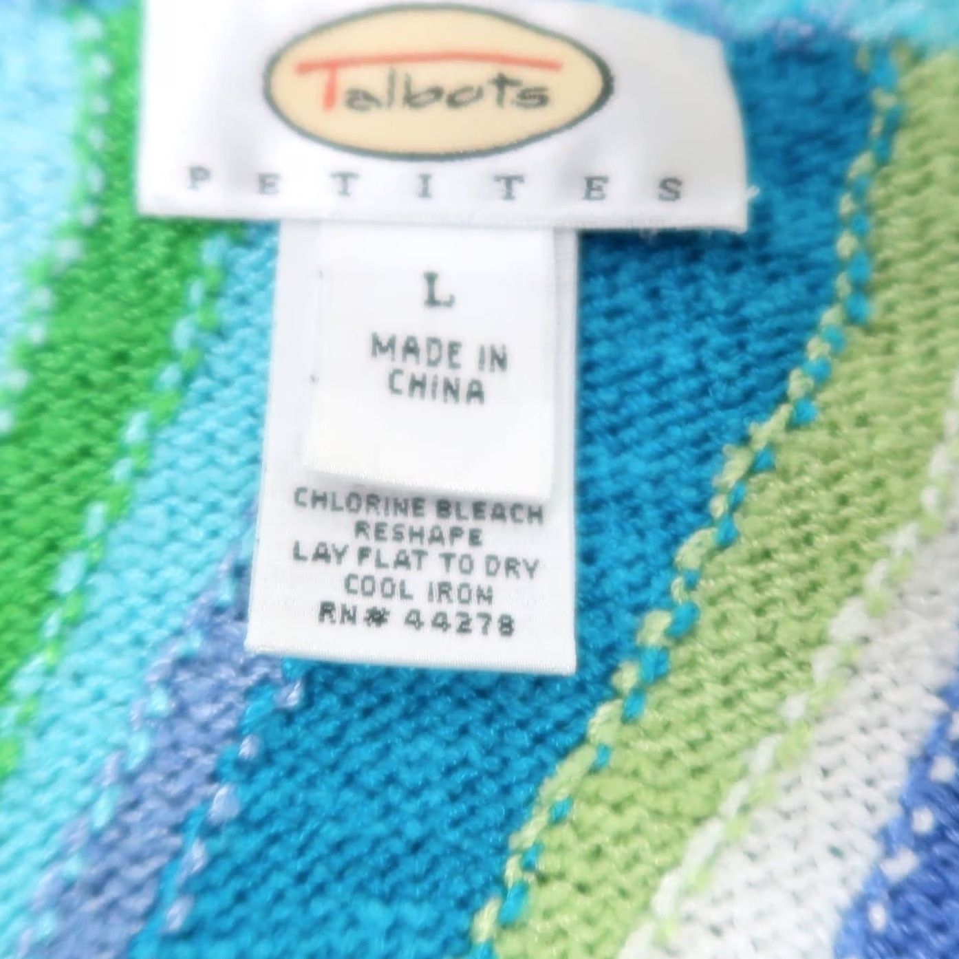 Talbots VINTAGE Talbots Knit Sweater L Adult Blue Green Swirl Design 1990s Mens Womens Girls Boys Size L / US 10 / IT 46 - 4 Thumbnail