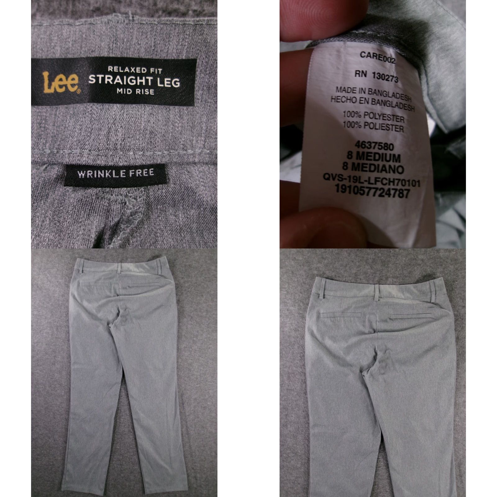 Lee Lee Pant Women 8 Gray Relaxed Fit Straight Leg Casual Capsule Office Day Size 30" / US 8 / IT 44 - 8 Thumbnail