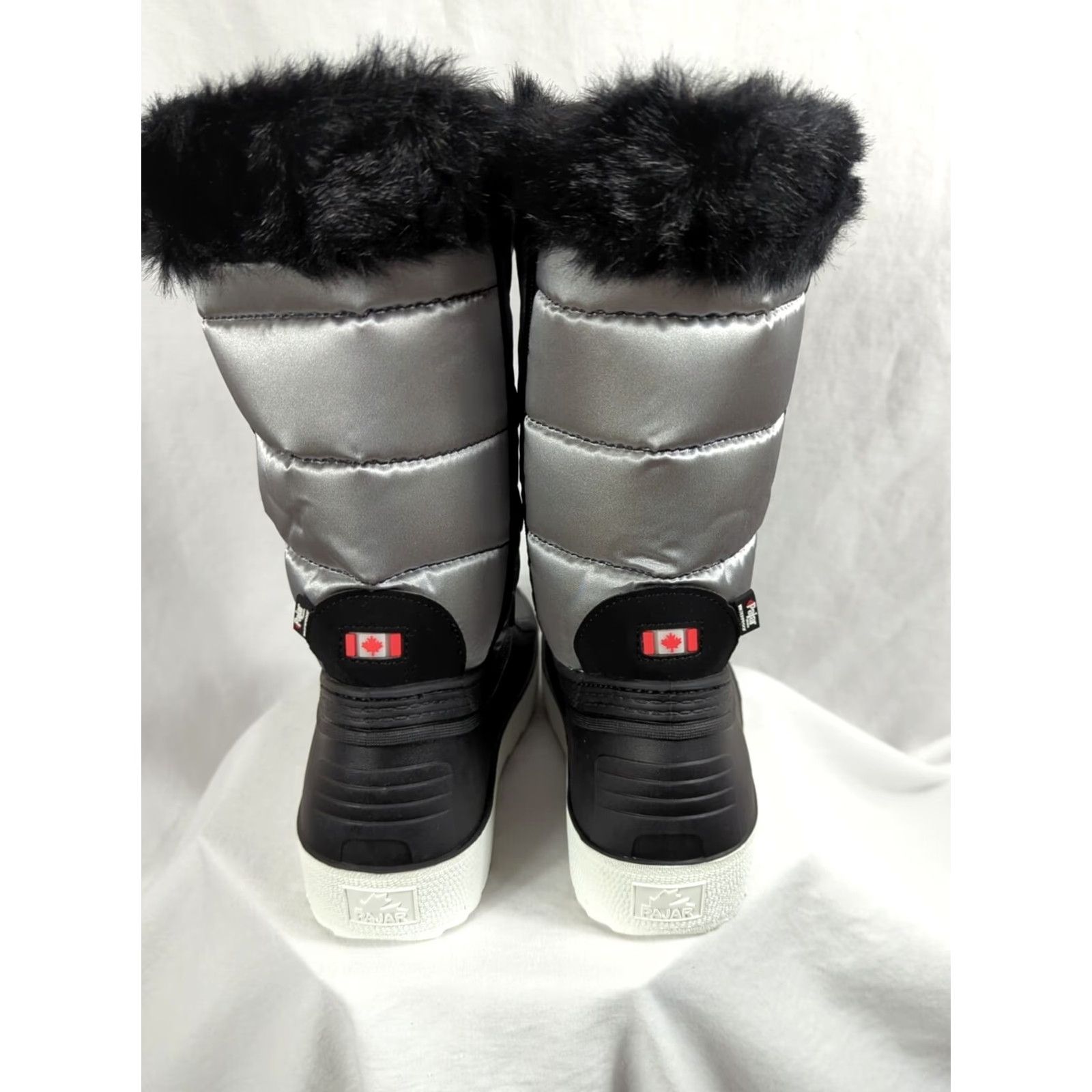 Pajar Pajar Women Snow Boots Black/Silver Lace Up Waterproof Faux Fur Trim Wool Blend Lined Winter Boots 6M Size US 6 / IT 36 - 3 Thumbnail