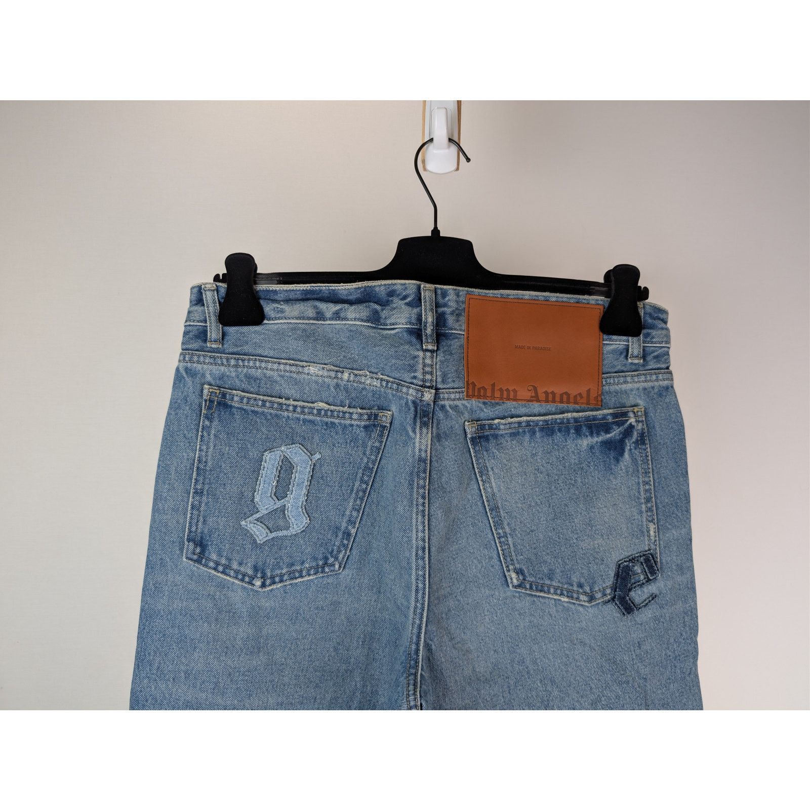 Palm Angels o1rshd1 LW Logo Denim Patches Regular Fit Jeans Light Blue Size US 36 / EU 52 - 13 Thumbnail