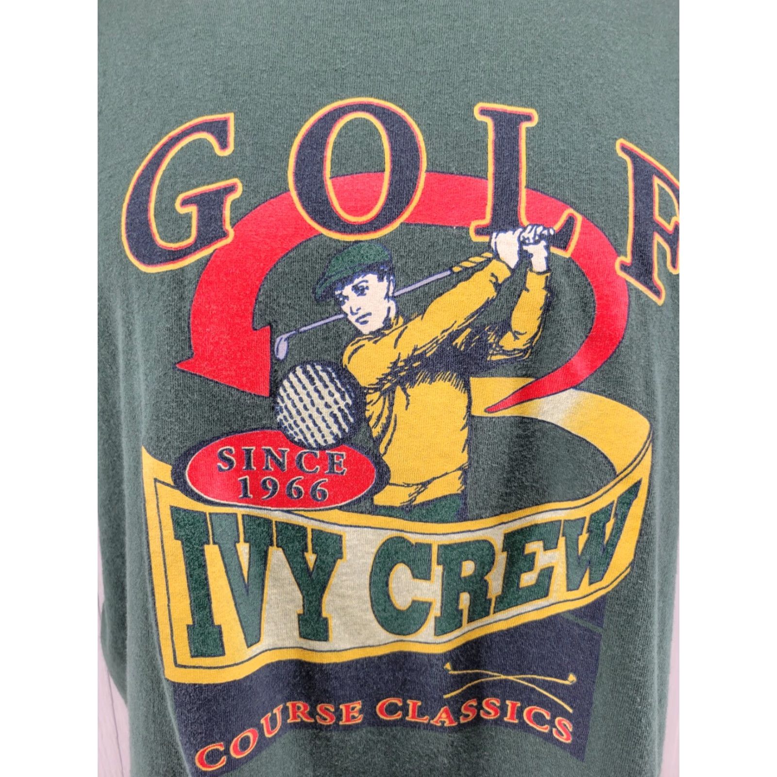 Vintage VTG Ivy Crew T-Shirt Unisex Adults XL Green 90s Single Stitch Made in USA Golf Course Classics Size US XL / EU 56 / 4 - 2 Thumbnail