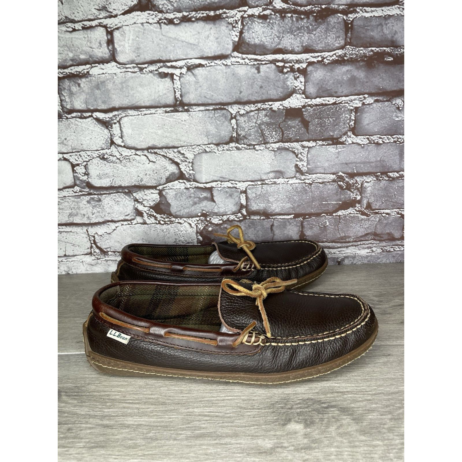 L.L. Bean L.L. Bean Pebble Brown Leather Moccasin Slip On Loafers Shoe Size US 10 / EU 43 - 4 Thumbnail