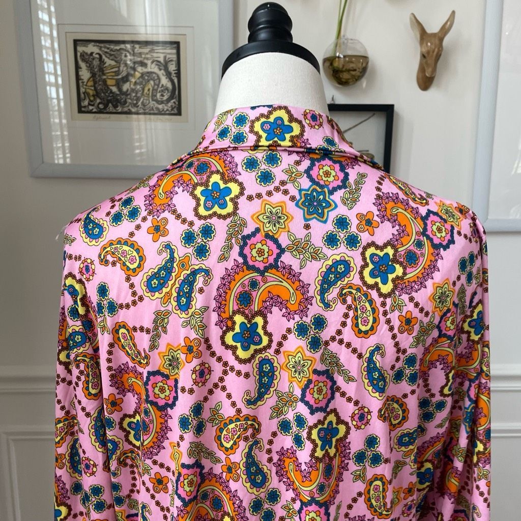 Vintage Vintage 70s Tribute Mod Floral Paisley Shirt Dress Long XL Size XL / US 12-14 / IT 48-50 - 6 Thumbnail