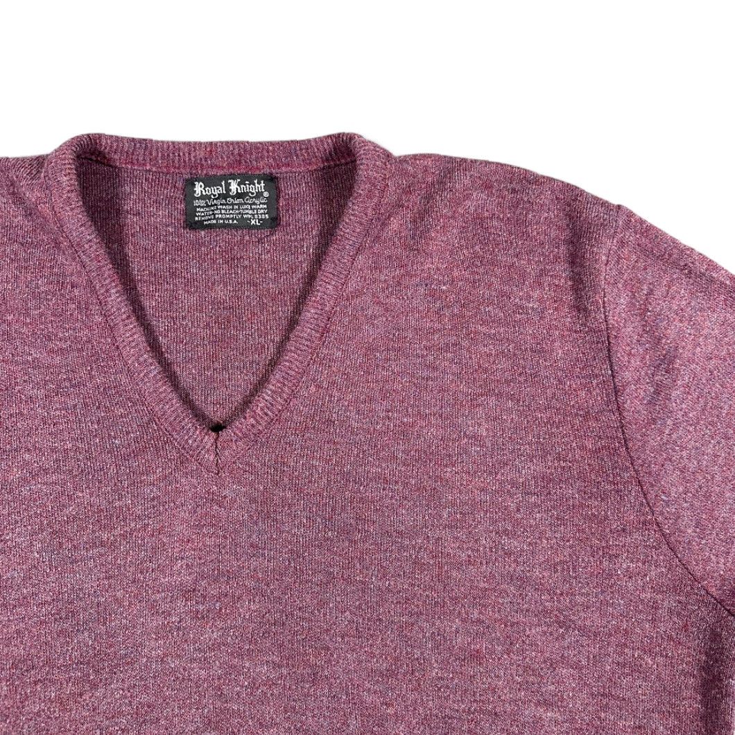 Vintage VINTAGE Royal Knight Sweater Shirt Adult MEDIUM Purple Speckled Acrylic V-Neck USA 70s Mens Size US M / EU 48-50 / 2 - 2 Thumbnail