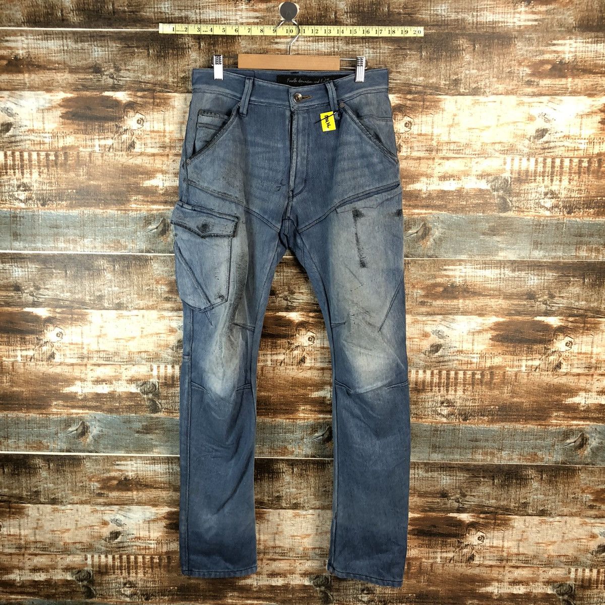 Japanese Brand Field Core Blue ripped Distressed Denim cargo Pants #A2126 Size US 29 - 1 Thumbnail