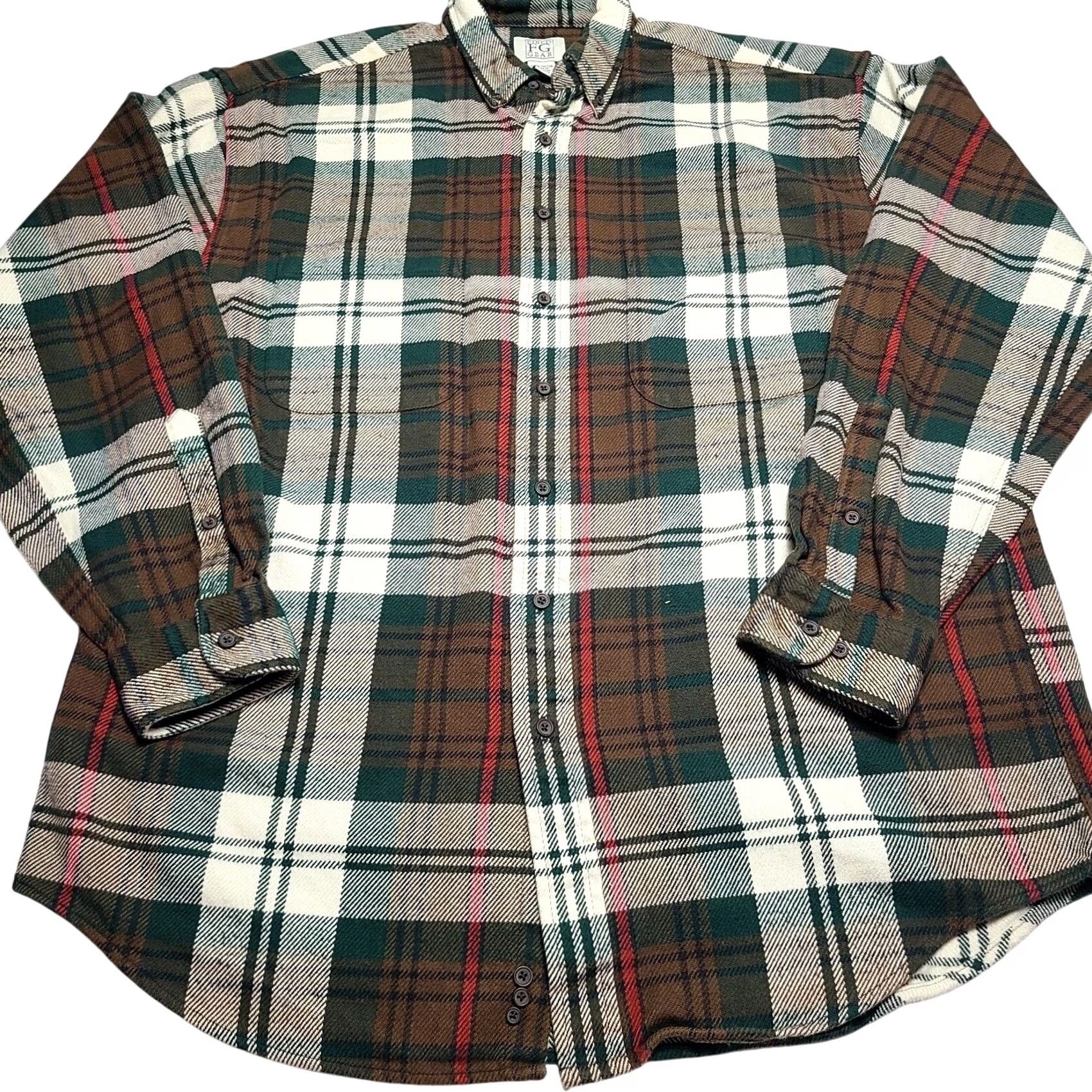 Vintage VINTAGE Field Gear Plaid Flannel Shirt LT Big & Tall Heavyweight Cotton Button-Down Long Sleeve Green Men Size US L / EU 52-54 / 3 - 2 Thumbnail