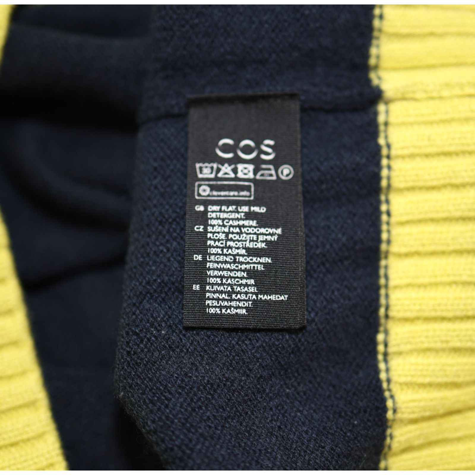 Cos COS Blue/Grey/Yellow Contrast Panel Cashmere Jumper Size M Size M / US 6-8 / IT 42-44 - 7 Thumbnail