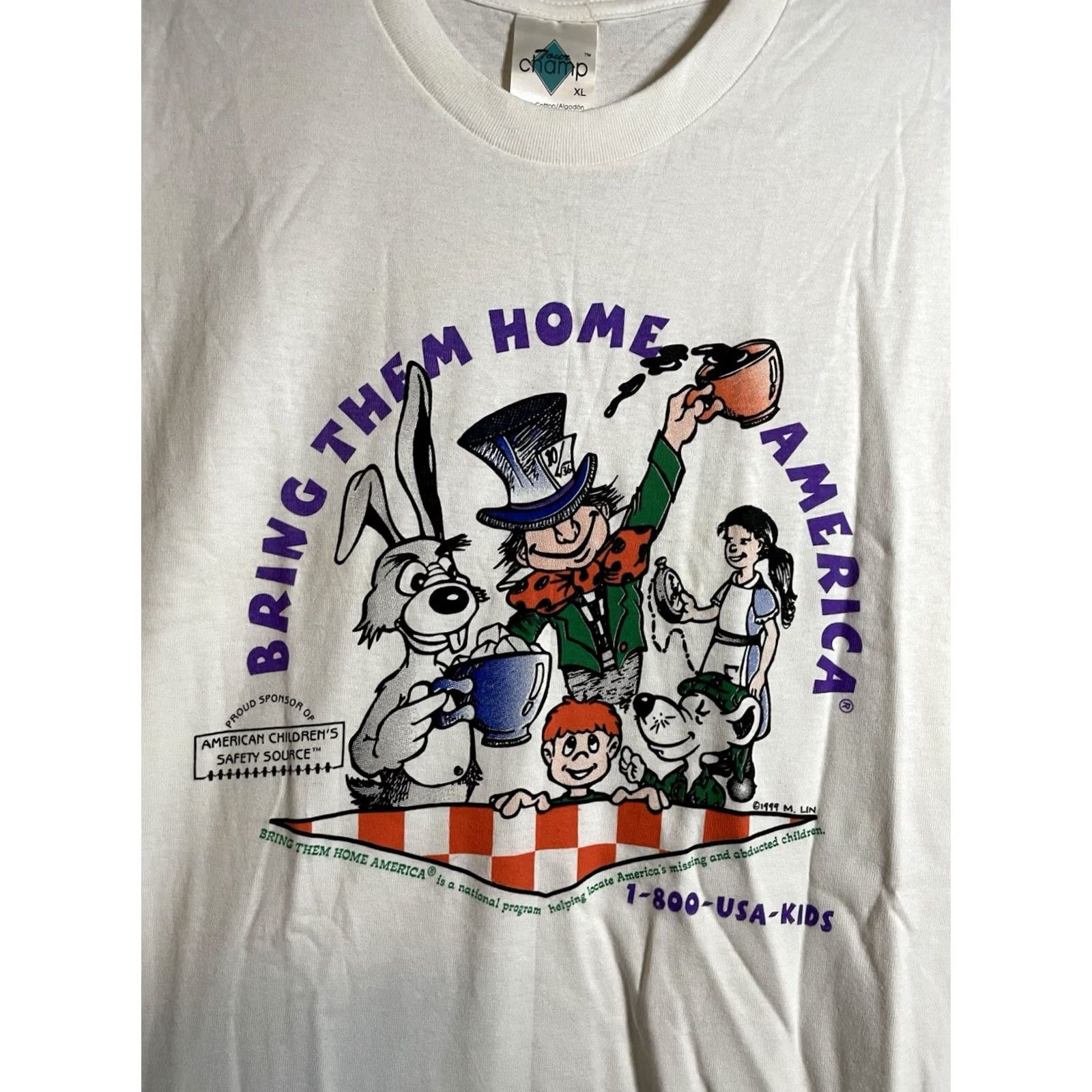 Vintage VINTAGE 90s Alice in Wonderland T-Shirt Bring them Home XL Men White | T-Shirt | Alice in Wonderland | 90s | XL Mens Size US XL / EU 56 / 4 - 2 Thumbnail