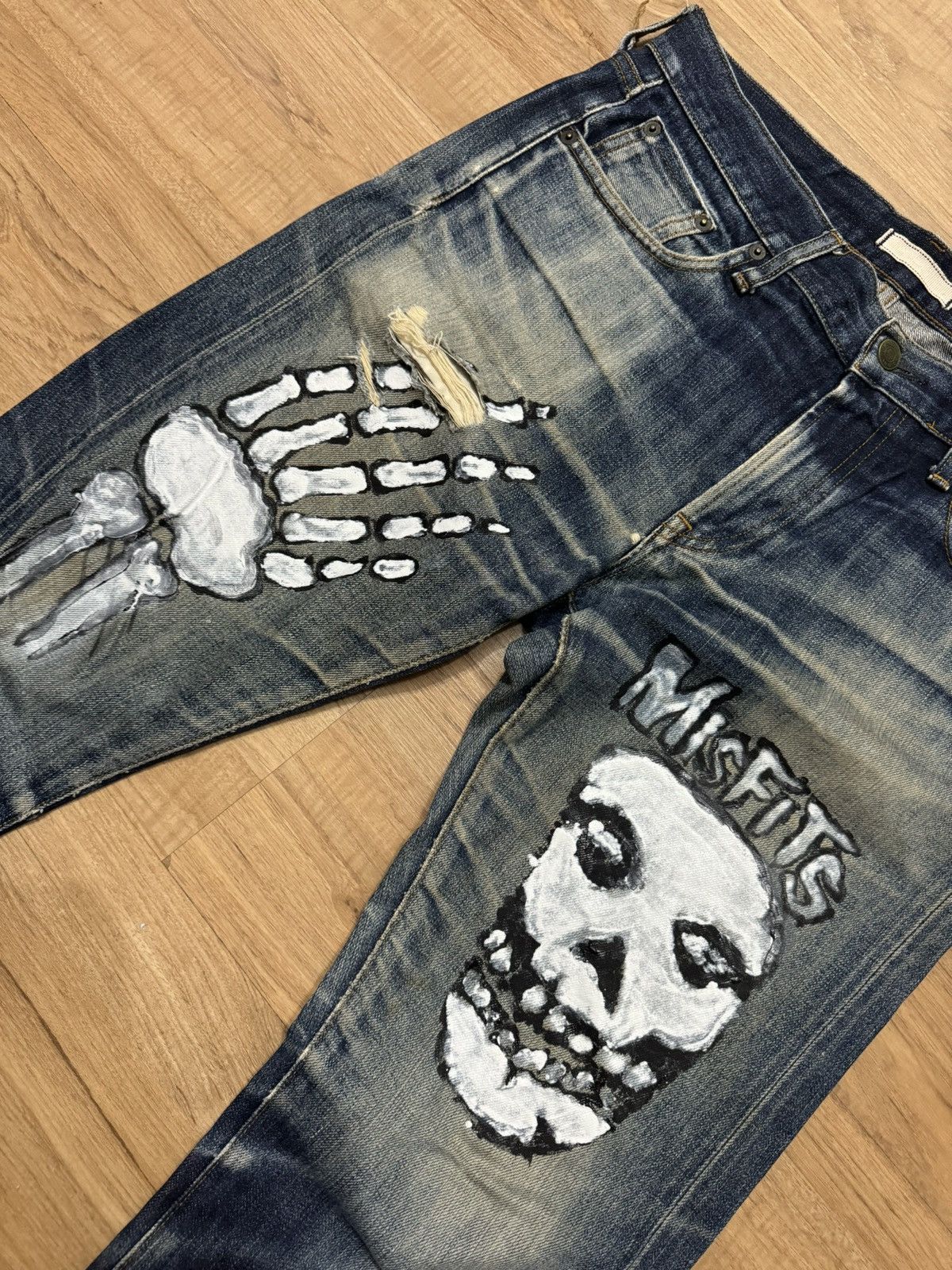 Japanese Brand Uniqlo Custom Misfits Punk Selvedge Jeans Size US 34 / EU 50 - 2 Thumbnail