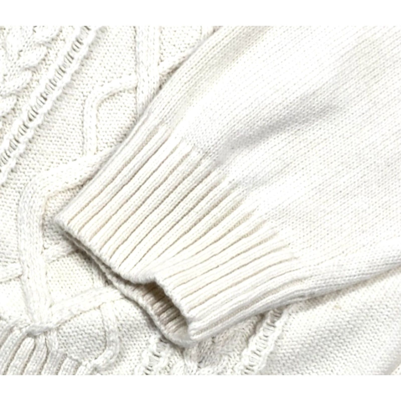 Vintage Alan Flusser Sweater Mens L Cable Knit Ivory Fair Isle Henley Collar Fisherman Size US L / EU 52-54 / 3 - 6 Thumbnail