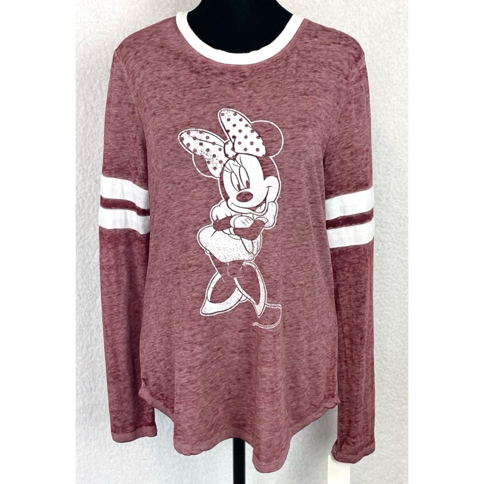 Disney (NWT) DISNEY • Maroon/White Minnie Mouse Long Sleeve Shirt Size M / US 6-8 / IT 42-44 - 14 Thumbnail