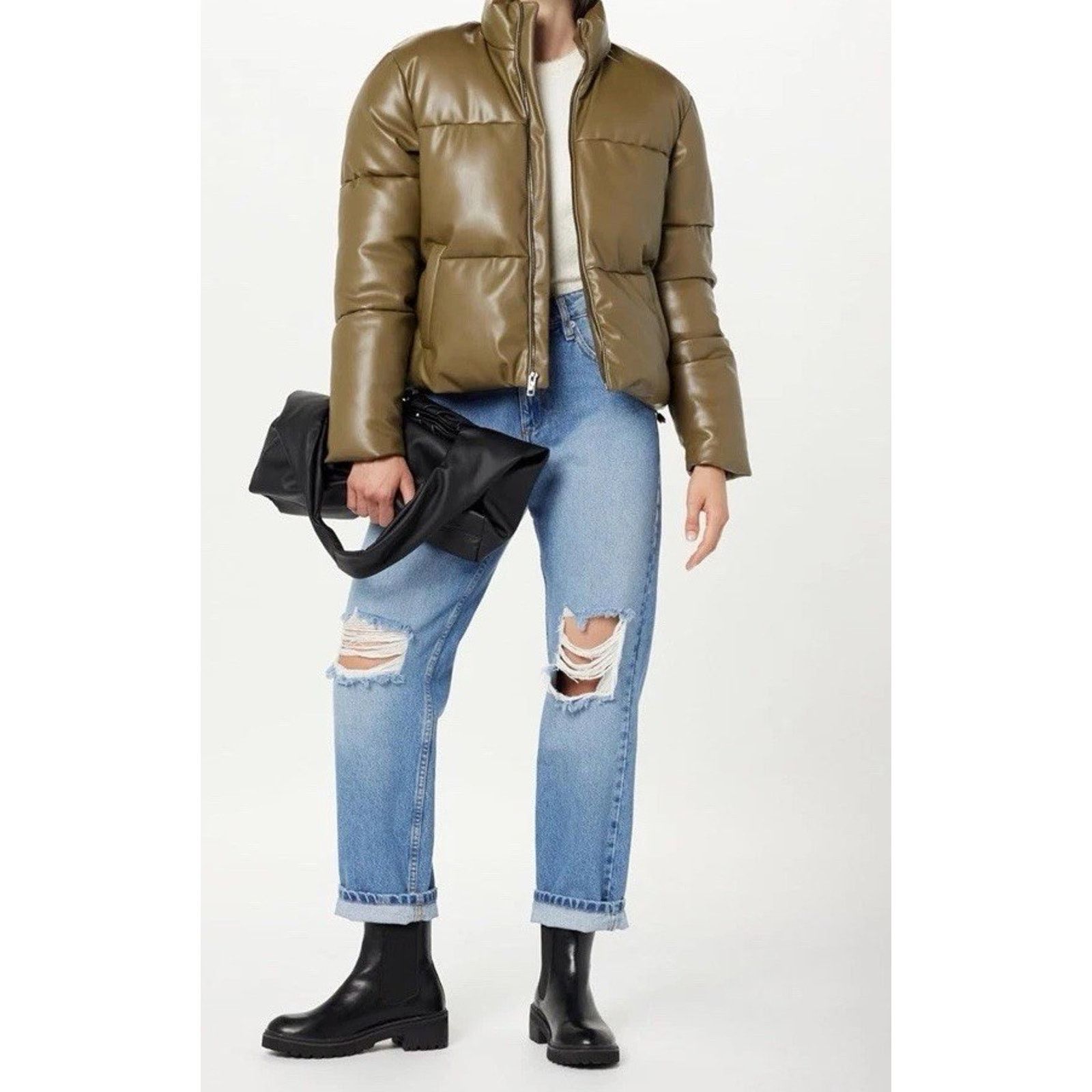 Other The Drop Priscilla Olive Vegan Leather Puffer NWT Size S / US 4 / IT 40 - 3 Thumbnail