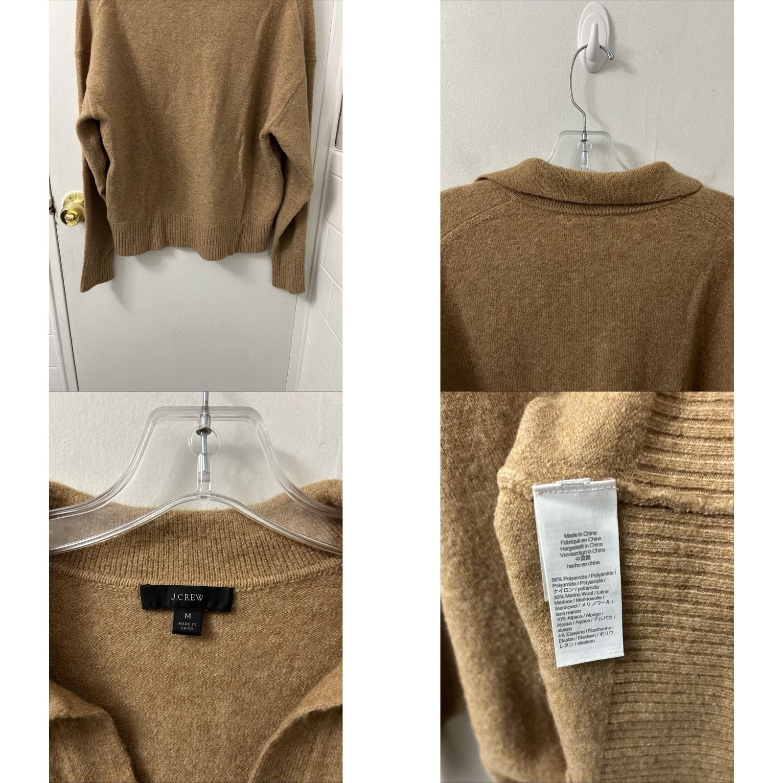 Vintage J Crew V-Neck Polo Sweater Womens Medium Brown Merino Wool Alpaca Blend Pullover Size M / US 6-8 / IT 42-44 - 8 Thumbnail