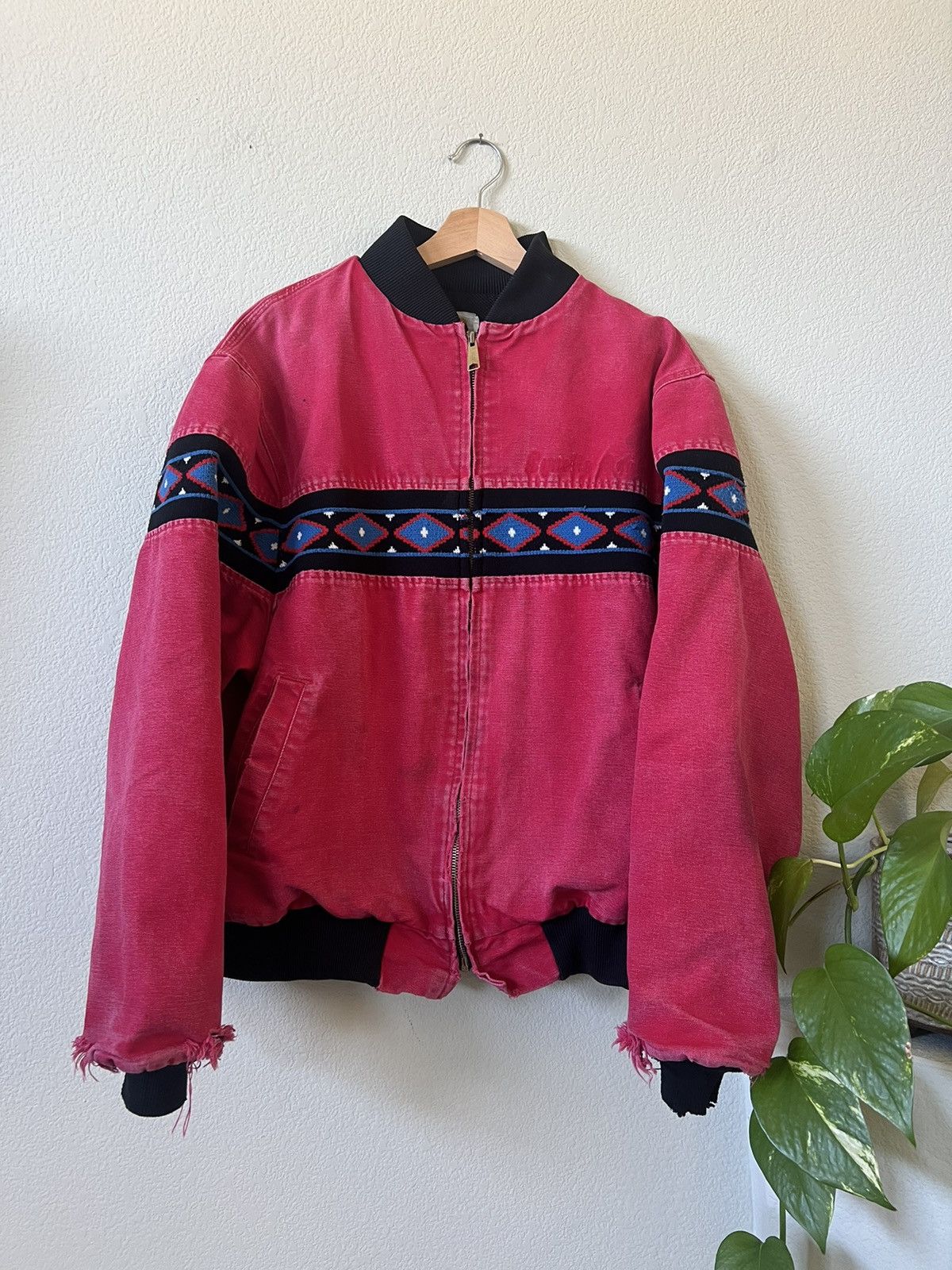 image of Carhartt Vintage Aztec Southwest Santa Fe Work Jacket in Red, Men's (Size Large)