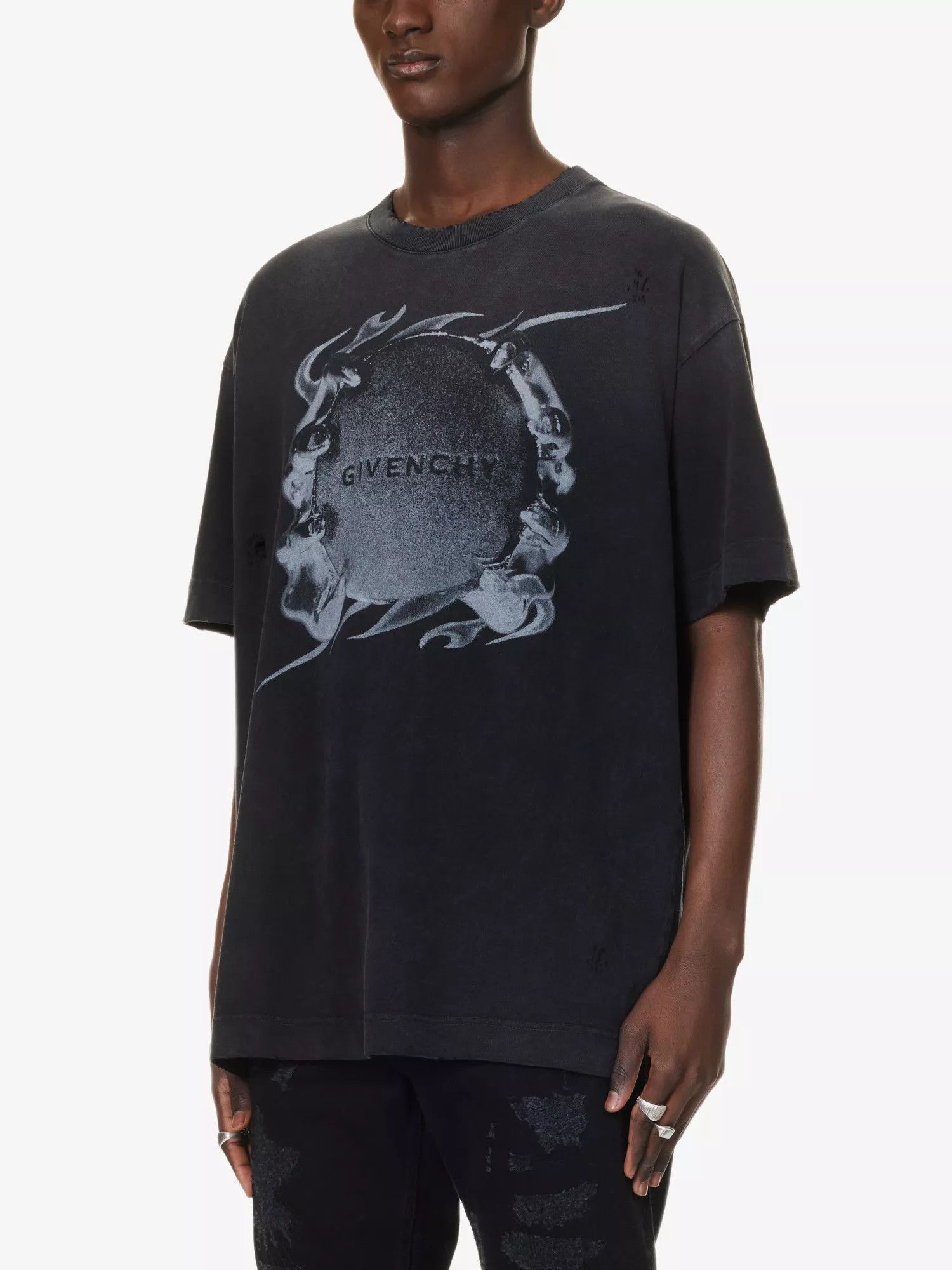 Givenchy o1srvl11e0924 Graphic-Print Faded-Cotton-Jersey T-Shirt Size US M / EU 48-50 / 2 - 3 Thumbnail