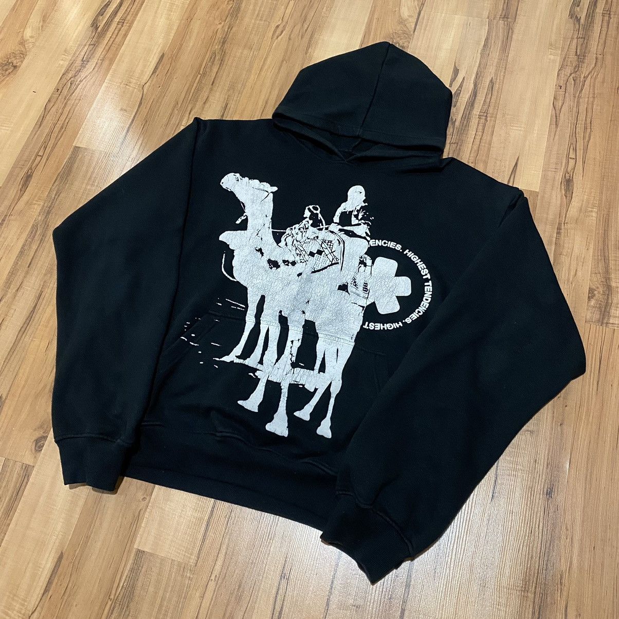 image of Designer Highest Tendencies OG Silk Road Hoodie in Black, Men's (Size XL)