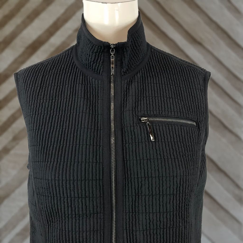 Vintage AEROS Womens SMALL Black Textured Full Zip Vest Shirt Size S / US 4 / IT 40 - 1 Thumbnail