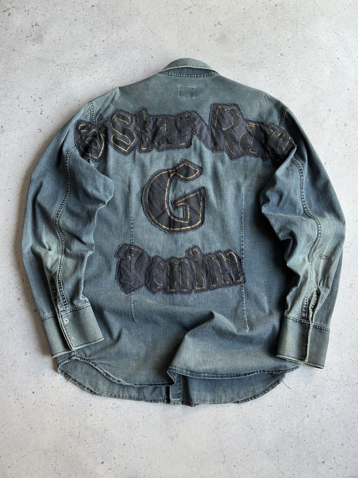G-Star Vintage G-Star Raw Denim Big Logo Western Snap Button Shirt Size US XL / EU 56 / 4 - 1 Thumbnail