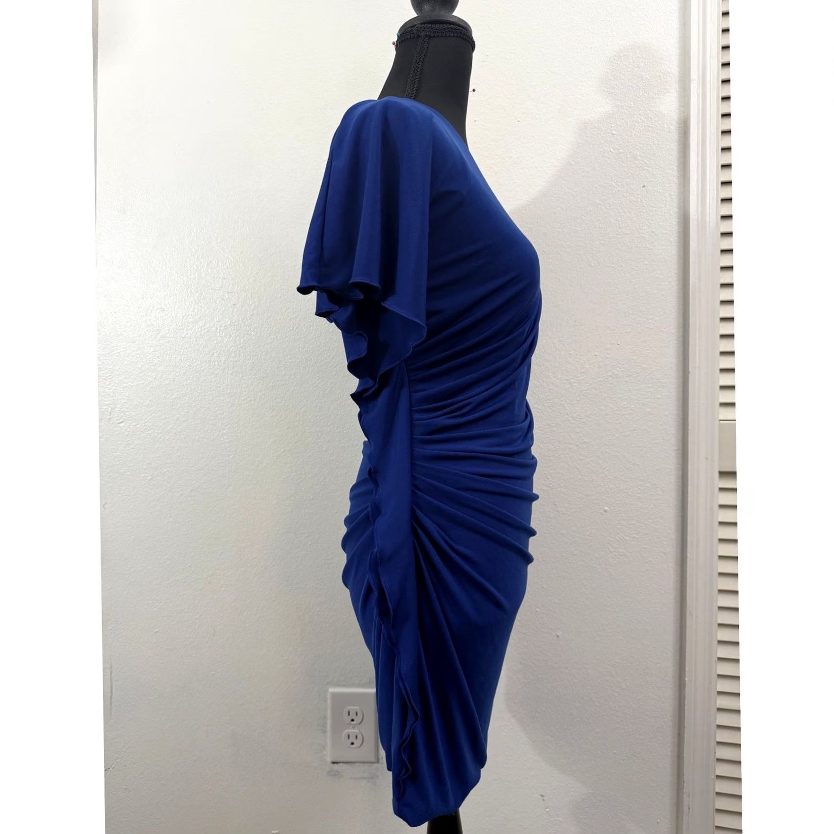 Express Express Blue Solid Knit One Shoulder Dress Short Sleeveless Women Size XS Size 26" / US 2 / IT 38 - 3 Thumbnail