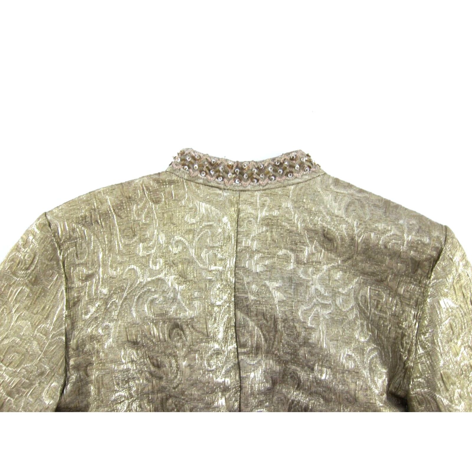 Vintage Vtg J.R. Nites Gold Metallic 3/4 Sleeve Bolero Blazer Jacket Women 10 Size L / US 10 / IT 46 - 5 Thumbnail
