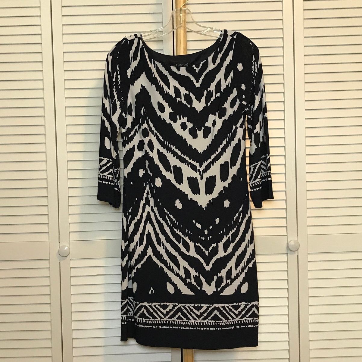 Other Enfocus Studio Abstract 3/4 Sleeve Midi Shift Dress 8 Size M / US 6-8 / IT 42-44 - 1 Thumbnail