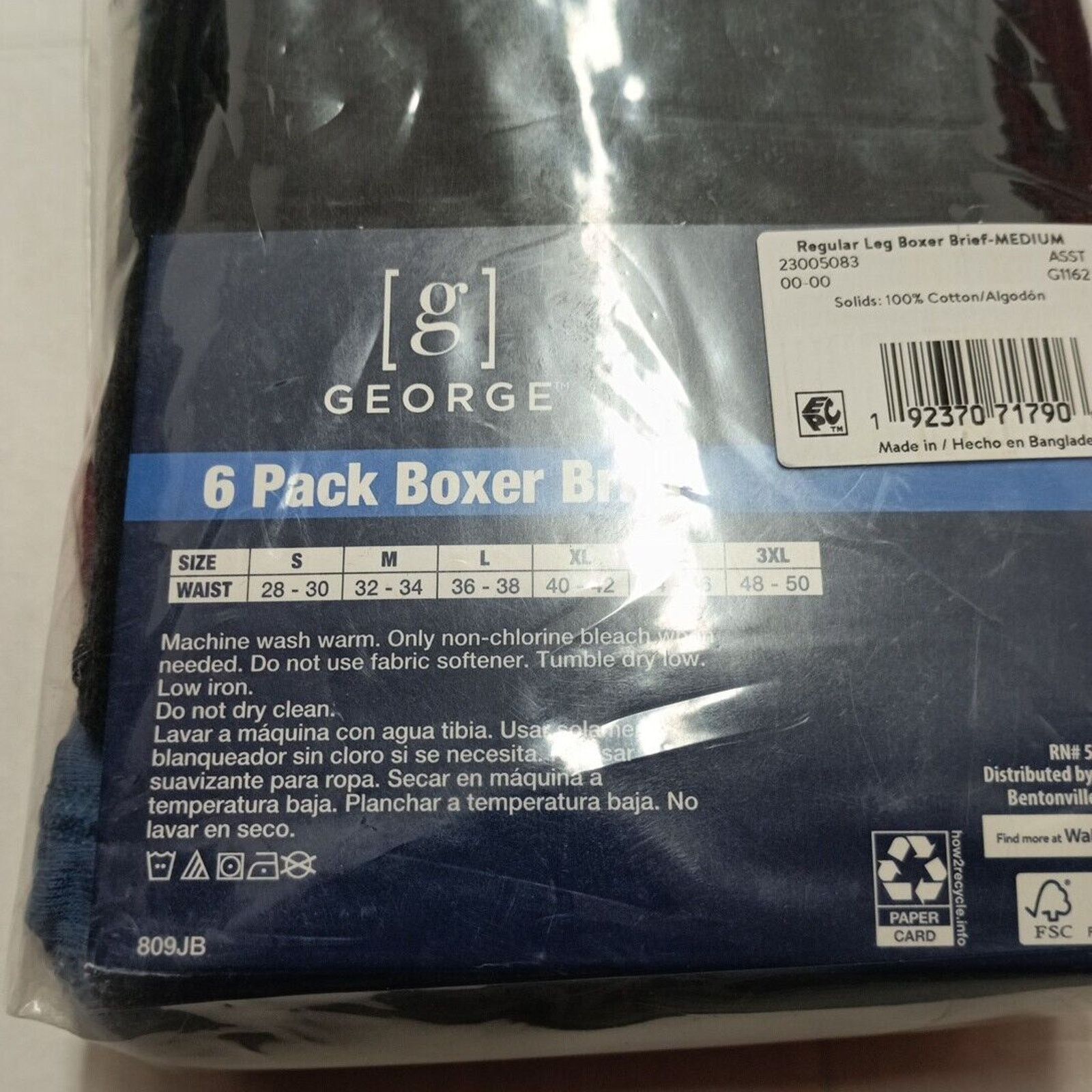 George George Men's Cotton Stretch Boxer Briefs 6-Pack Size M 32-34 Size 32 - 5 Thumbnail