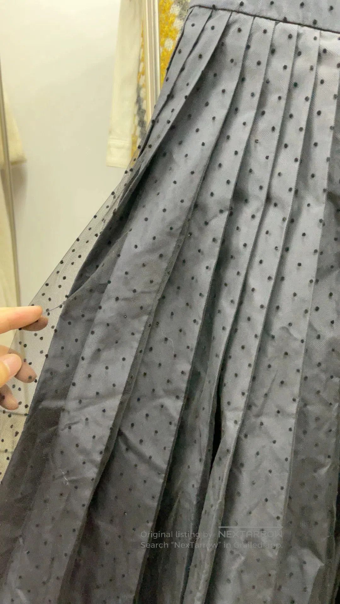 Dior Dior Dark Blue Mesh Polka Dot Skirt. Size US 40 / EU 56 - 2 Thumbnail