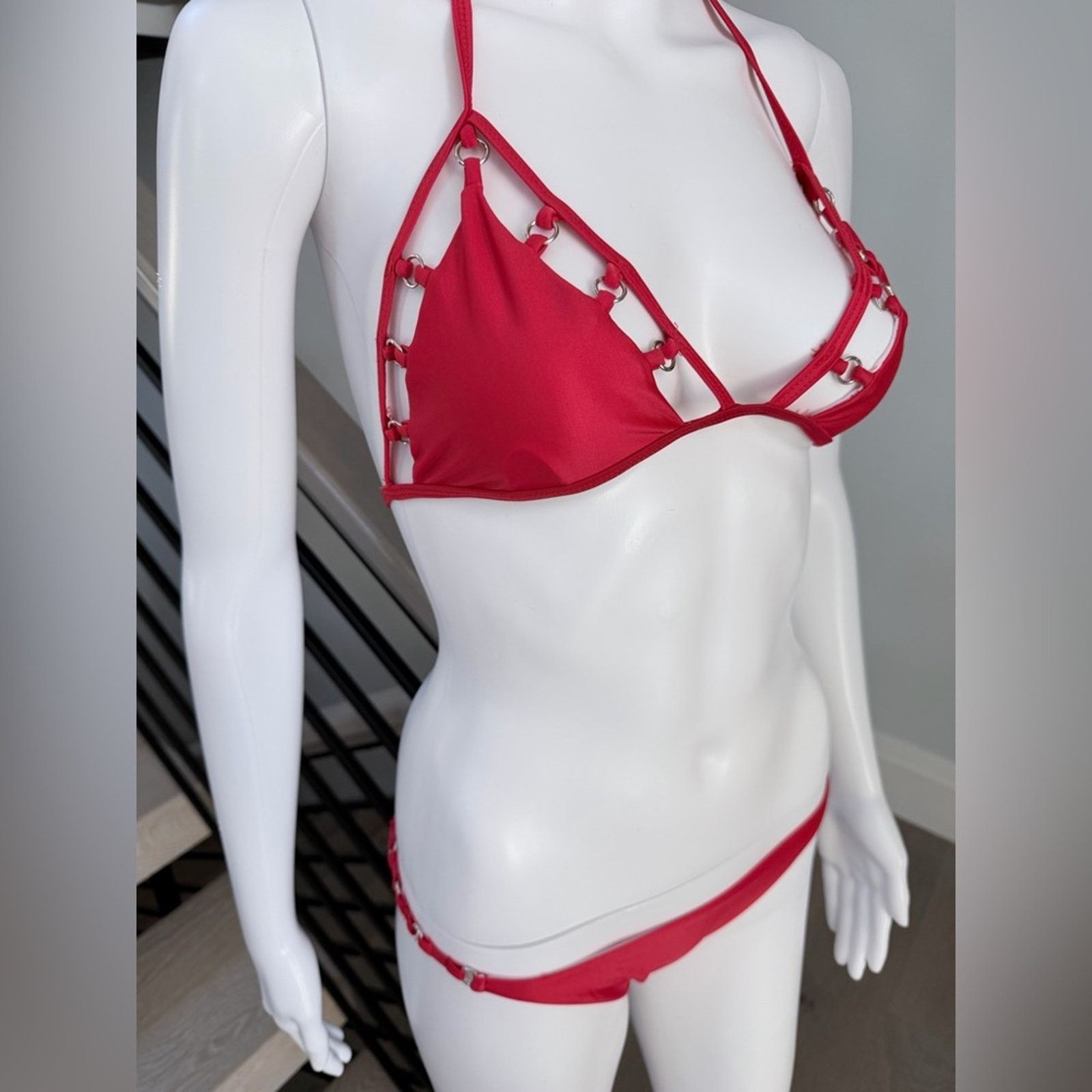 Other New Y2K Red Halter Bikini Swimsuit Set size XS Size ONE SIZE - 7 Thumbnail