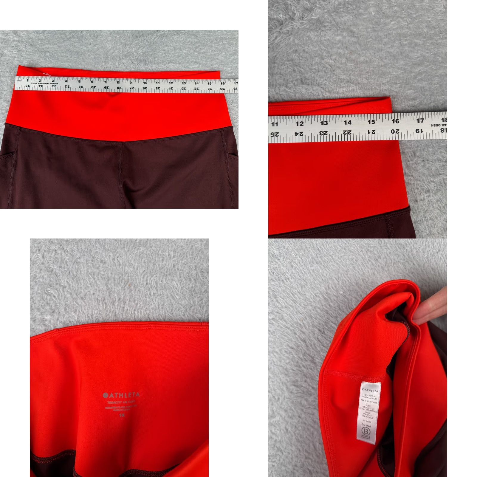 Athleta Athleta Pants Womens XL Red Orange High Rise 7/8 Tight Athleta Tenacity Leather Blend Tapered Leg 25 in Inseam Casual Athleisure Womens Size 40" / US 18 - 8 Thumbnail