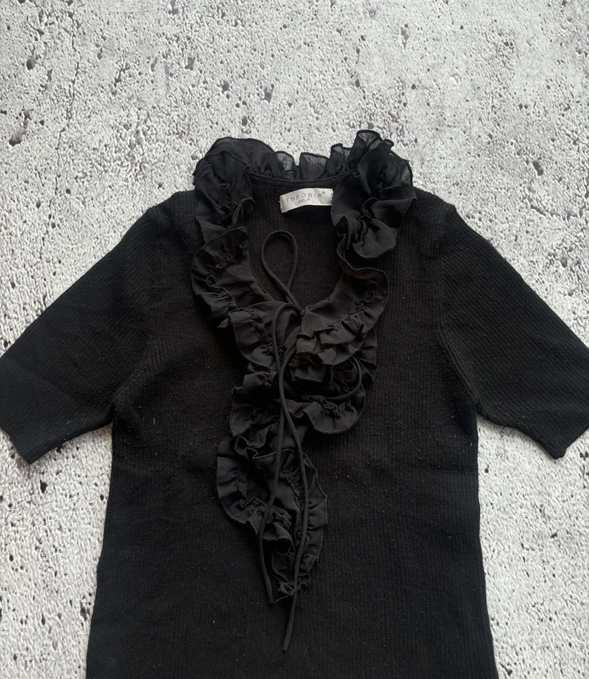 Yohji Yamamoto Theoria black neck laced yohji style tshirt Size L / US 10 / IT 46 - 2 Thumbnail