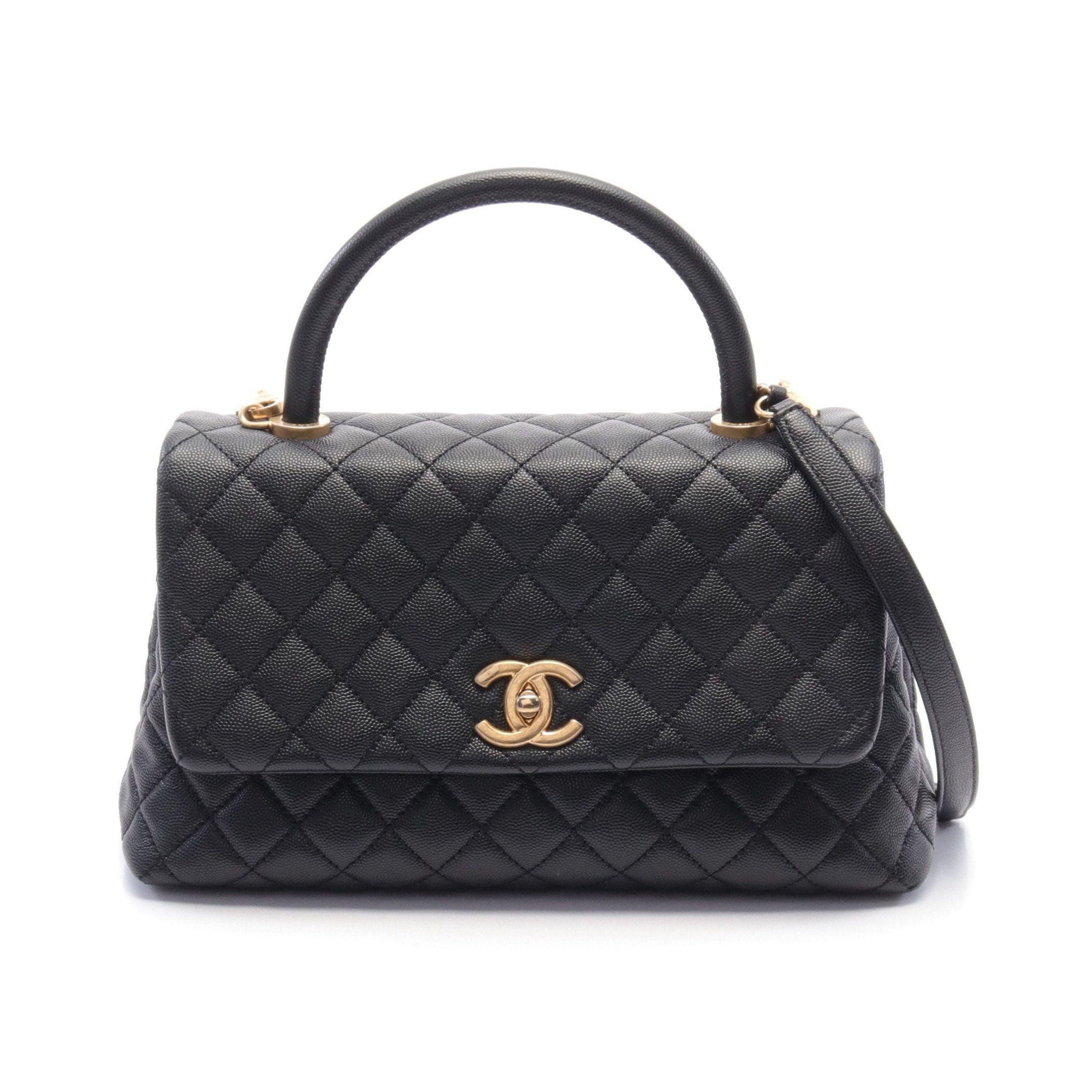 Chanel Chanel Coco Handle 29 Top Flap Bag Matelasse Handbag Caviar Skin Black Gold Hardware Size ONE SIZE - 1 Thumbnail