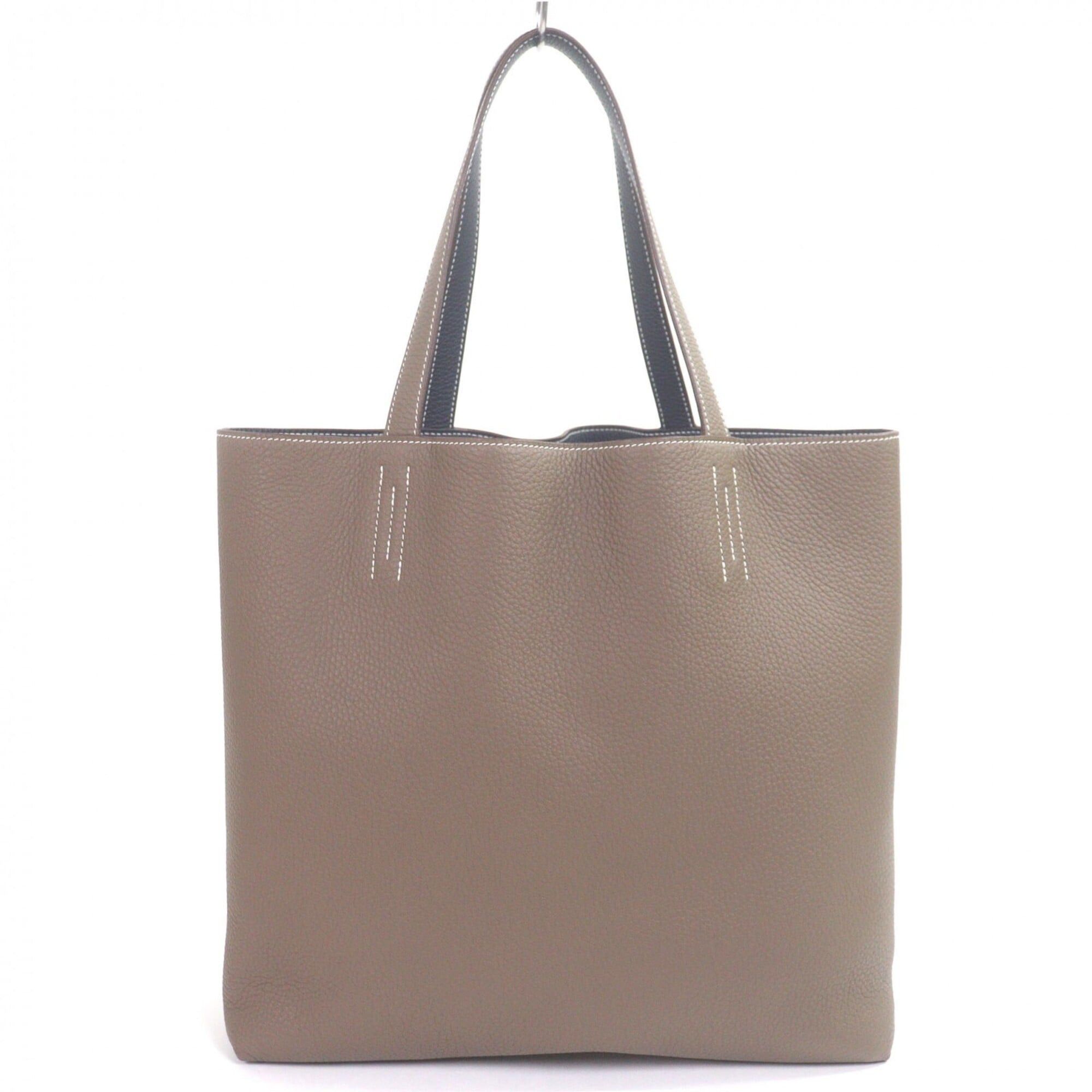 Hermes HERMES Double Sens 45 Taurillon Clemence Leather Tote Bag, Etoupe Blue Nuit, U Stamp, with Box and Dust Made in France, Men's Size ONE SIZE - 1 Thumbnail