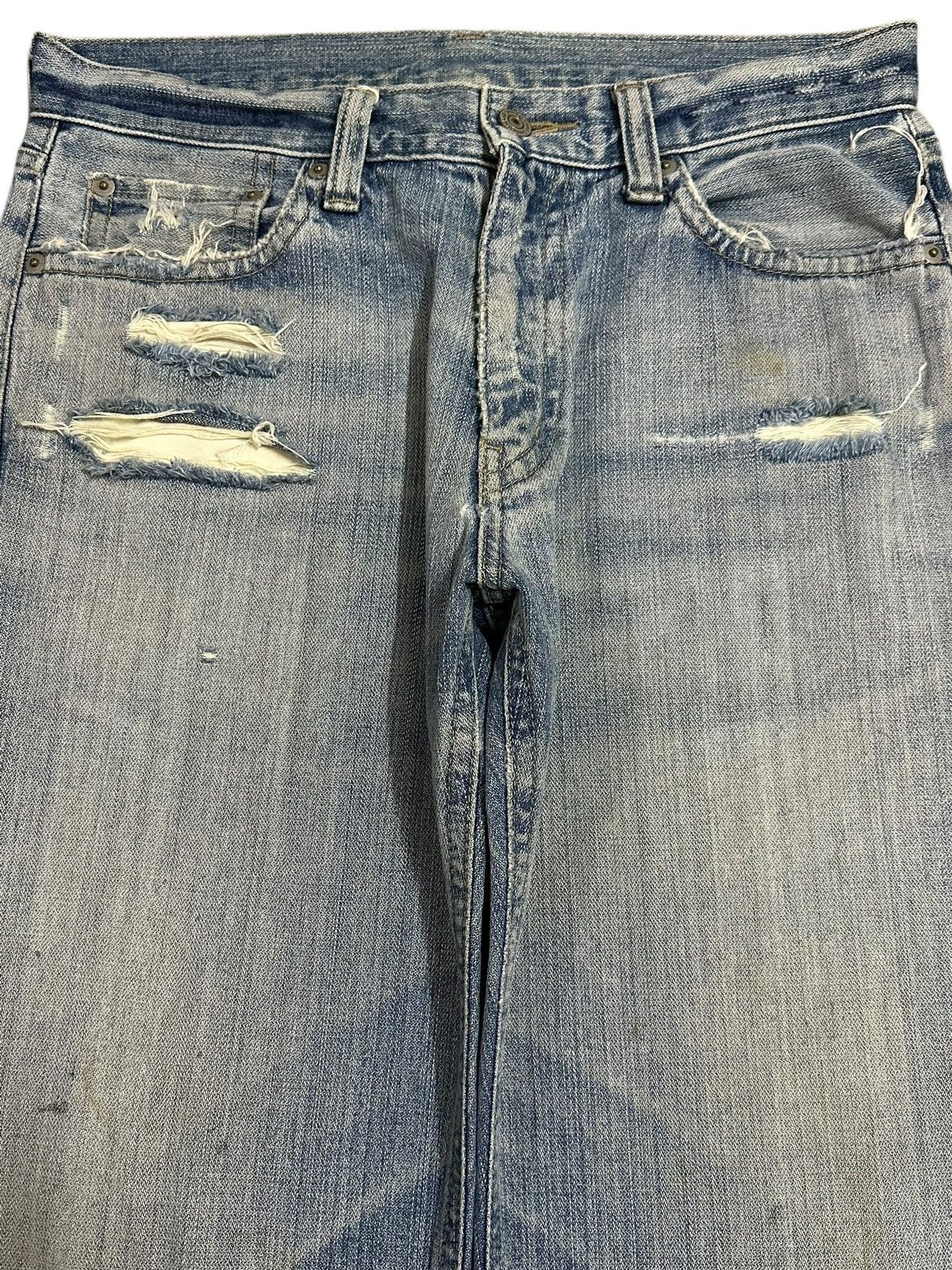 Jun Takahashi Vintage Japanese Uniqlo Blue Wash Style Distress Jeans Size US 31 - 3 Thumbnail