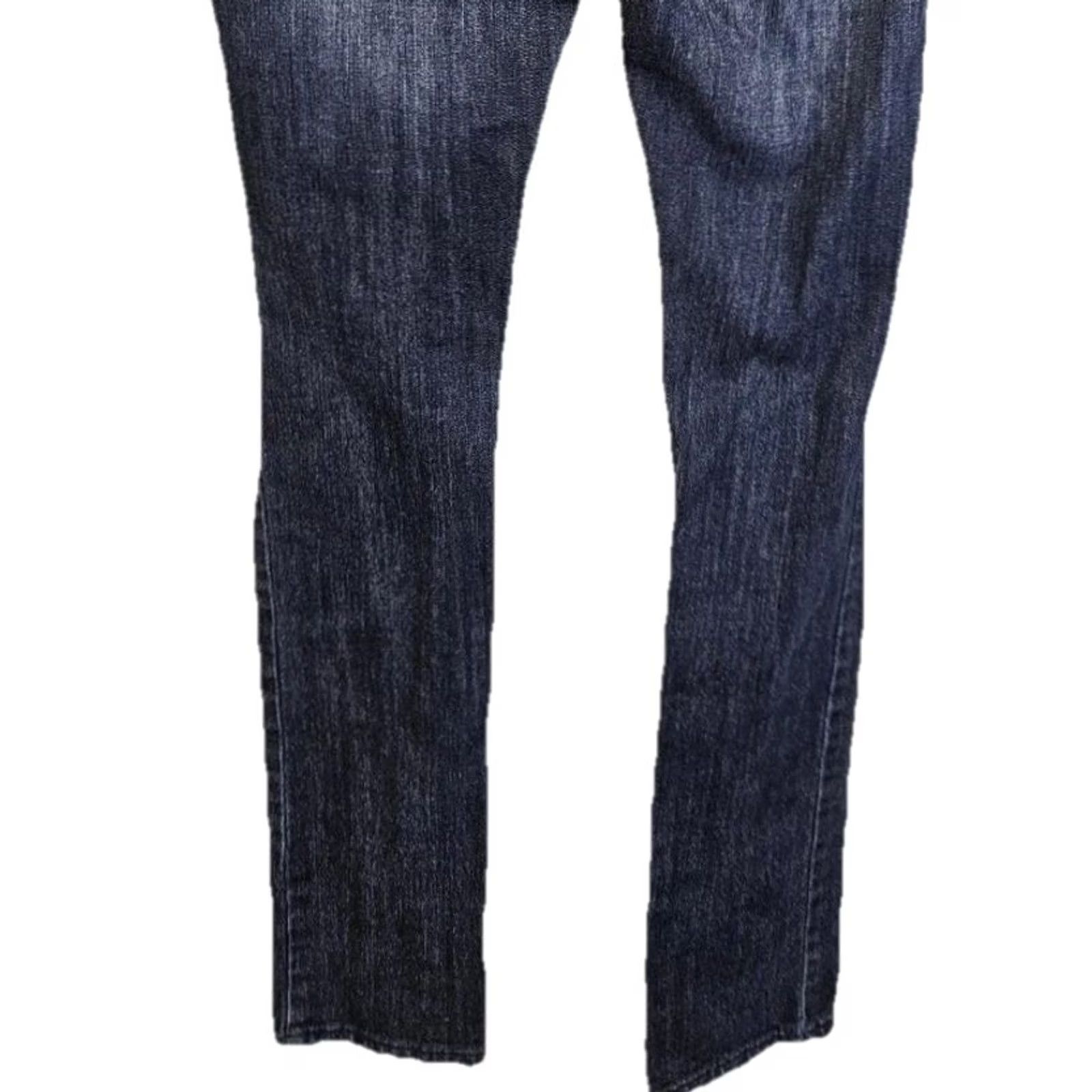 Denime Miley Cyrus Jeans MAX AZRIA Distressed Dark Denim Skinny Size 3 Juniors Blue Shredded Ripped Slimming 5-Pocket Denim Wear Women Girls? Size 26" / US 2 / IT 38 - 6 Thumbnail