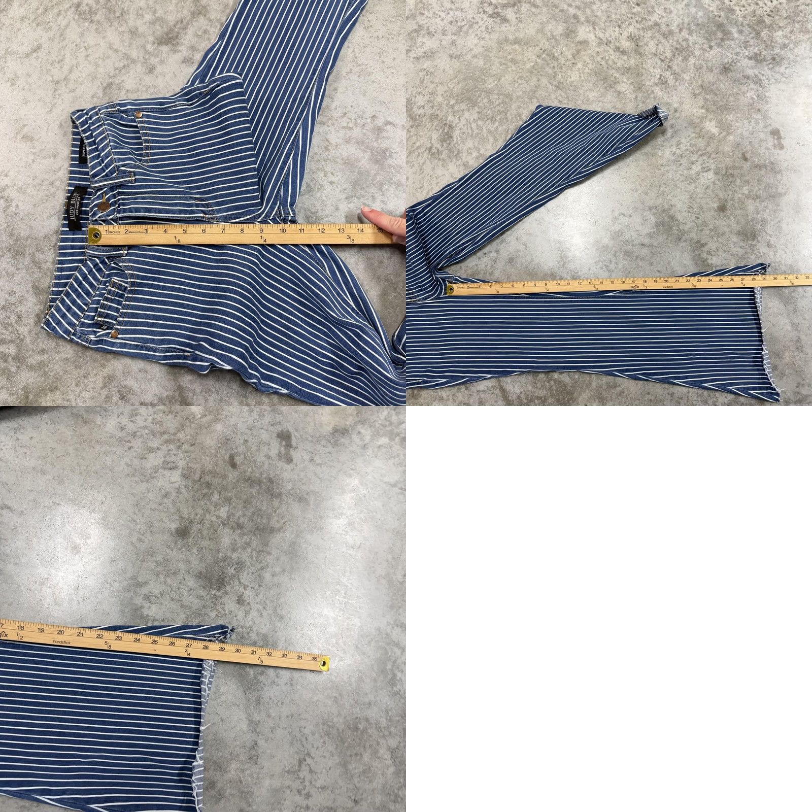 Vintage Judy Blue Jeans Womens 0/24 Blue Stripe Mid Rise Flared Distressed 24x33 Jeans Size 25" / US 0 / IT 36 - 8 Thumbnail